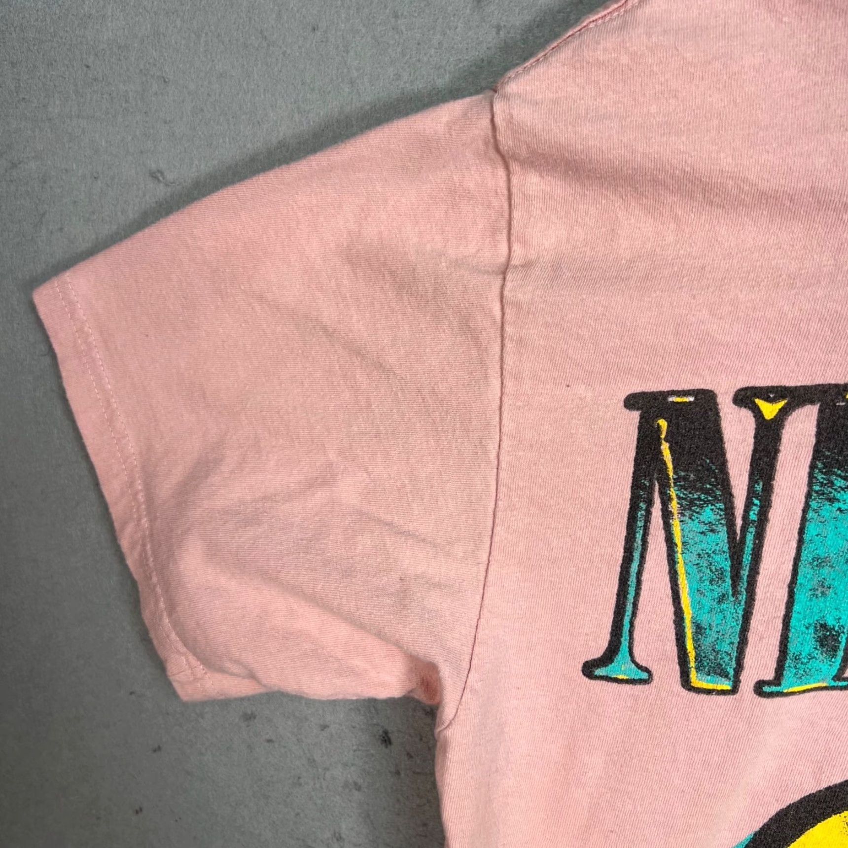Pinko Nirvana Pink Graphic Tee Yellow Smiley Face Band Retro Size S/M Mens Size S / US 4 / IT 40 - 7 Thumbnail