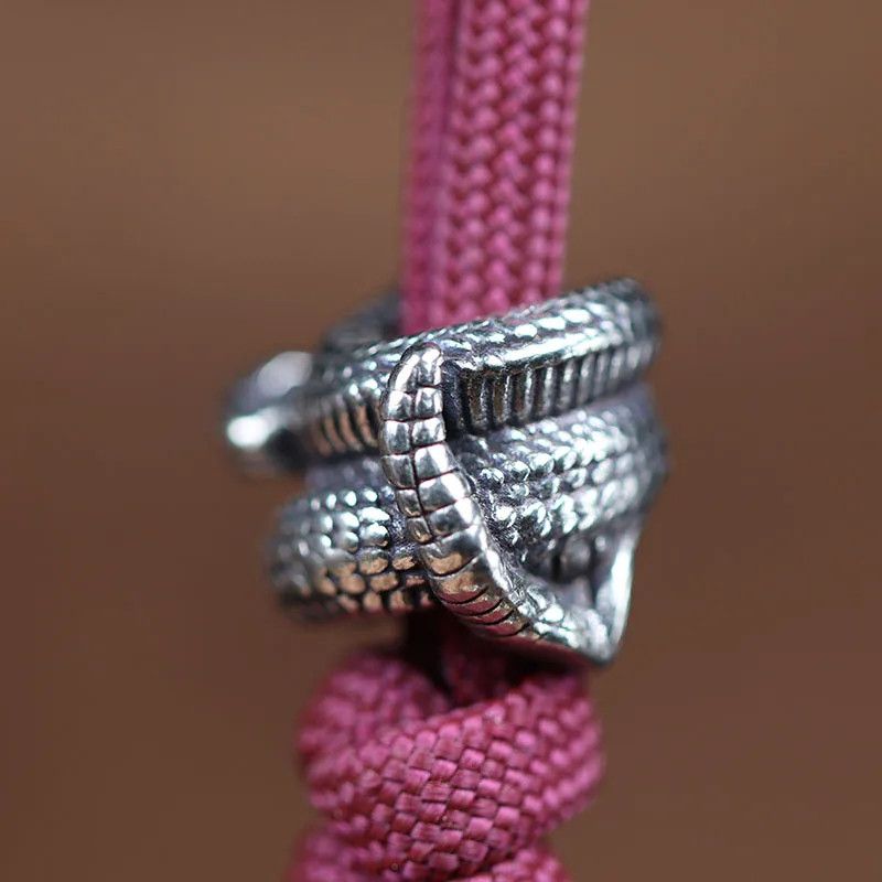 Handmade 3Pcs Rattlesnake Knife Beads Paracord Bead Zipper Umbrella Size ONE SIZE - 2 Thumbnail