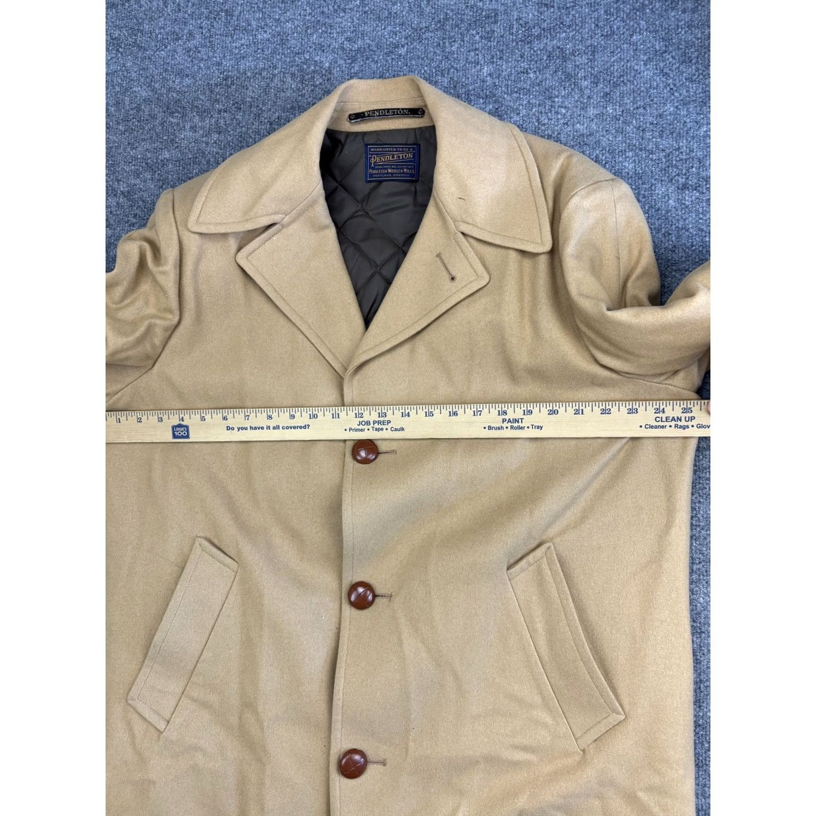 Pendleton VINTAGE Pendleton Coat Mens Large Tan Wool Overcoat Car Coat Quilted Lined 90s Size US L / EU 52-54 / 3 - 5 Thumbnail