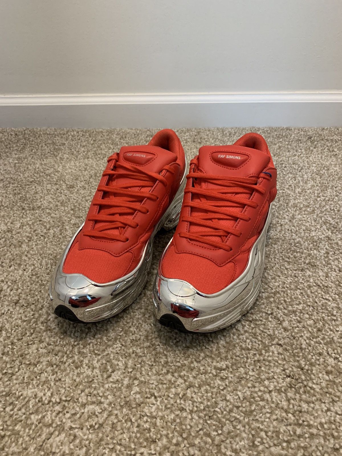 Adidas Designer Raf Simons adidas Raf Simons Ozweego Red Silver Metallic Grailed