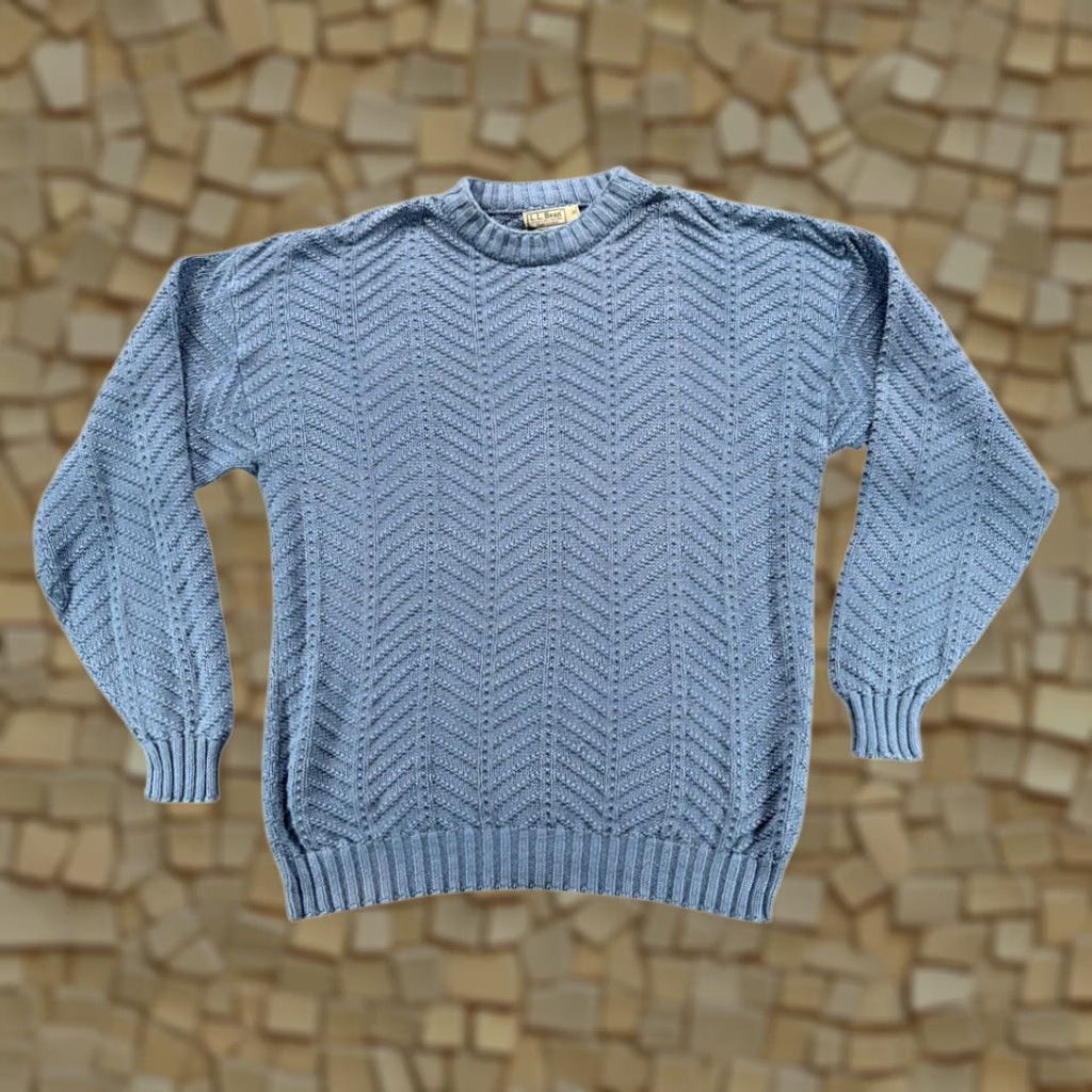 Vintage VINTAGE L.L.Bean Sweater Shirt Adult XLT Blue Herringbone Knit Fisherman US 90s Mens XLT Size US XL / EU 56 / 4 - 1 Thumbnail