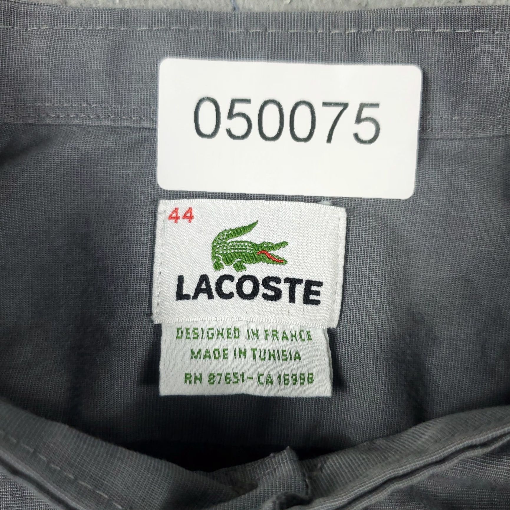 Lacoste Lacoste Shirt Mens 44 Gray Band Collar Button-Up Long Sleeve Regular Fit Cotton Woven Adult Mens All Seasons Classic Preppy Modern 90s Event Size US XXL / EU 58 / 5 - 7 Thumbnail