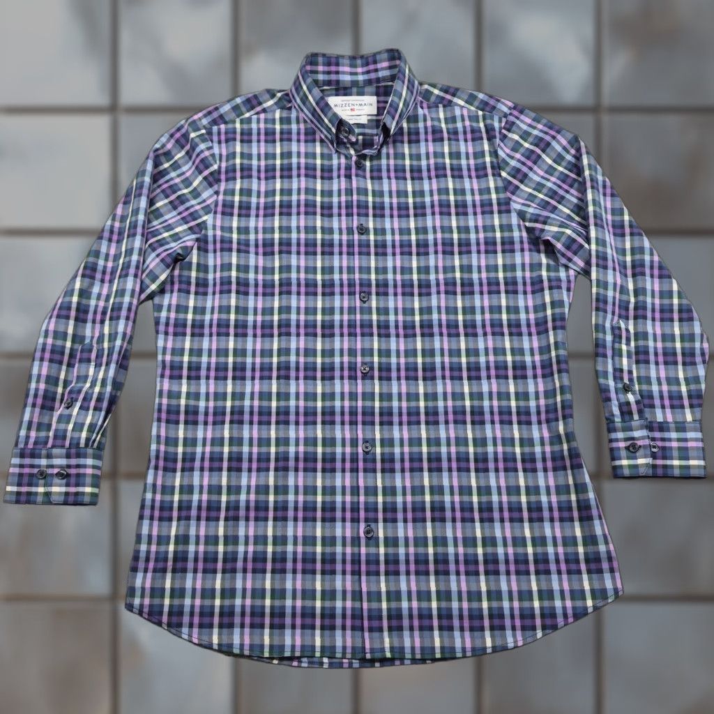 Mizzen+Main Mizzen+Main Leeward Shirt Mens XL Button Up Plaid Trim Fit Stretch Dress Shirt Size 46R - 1 Thumbnail