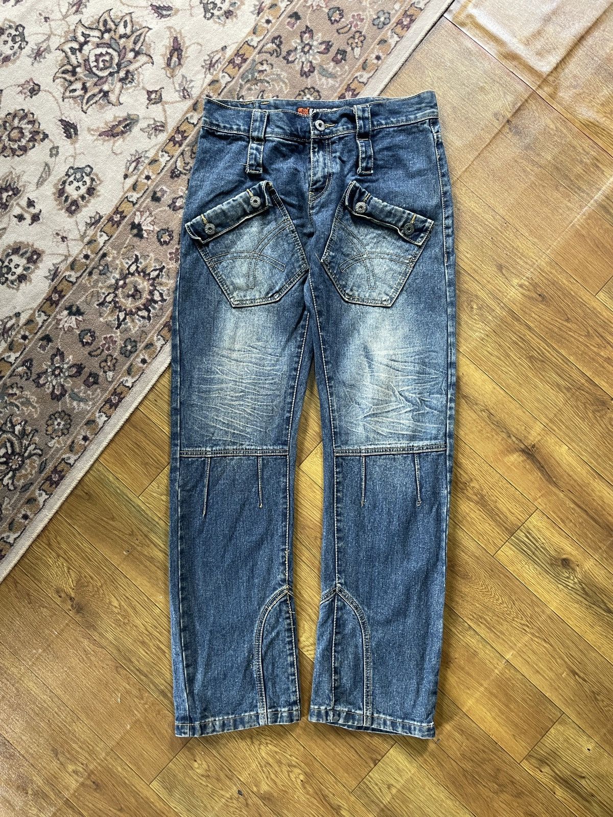 Grunt Style Crazy Pants Changqingwu Denim Embroidery Size US 33 - 2 Thumbnail