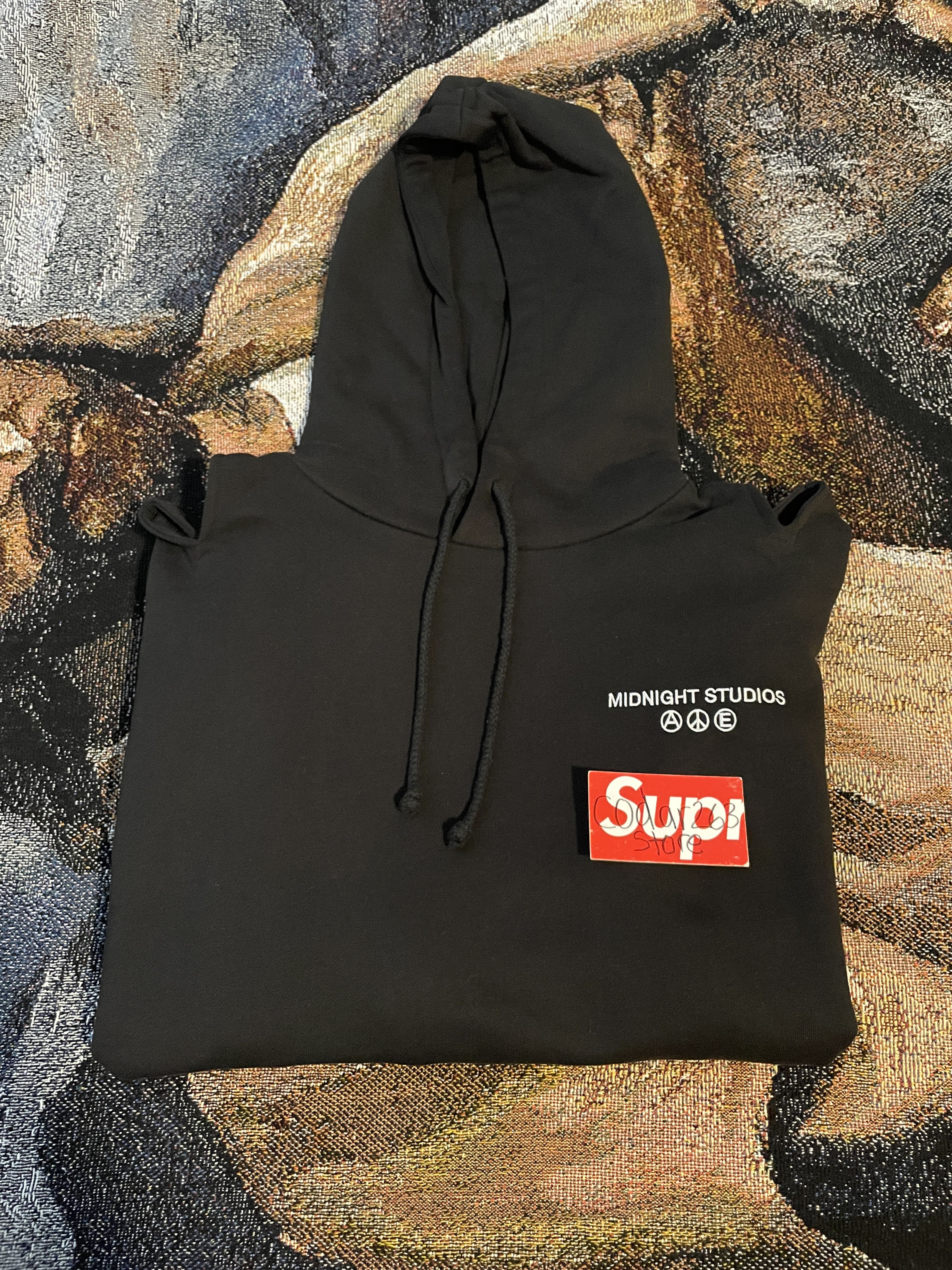 image of Embroidered Logo Bondage Hoodie - Midnight Studios Awge Rave in Black, Men's (Size Small)