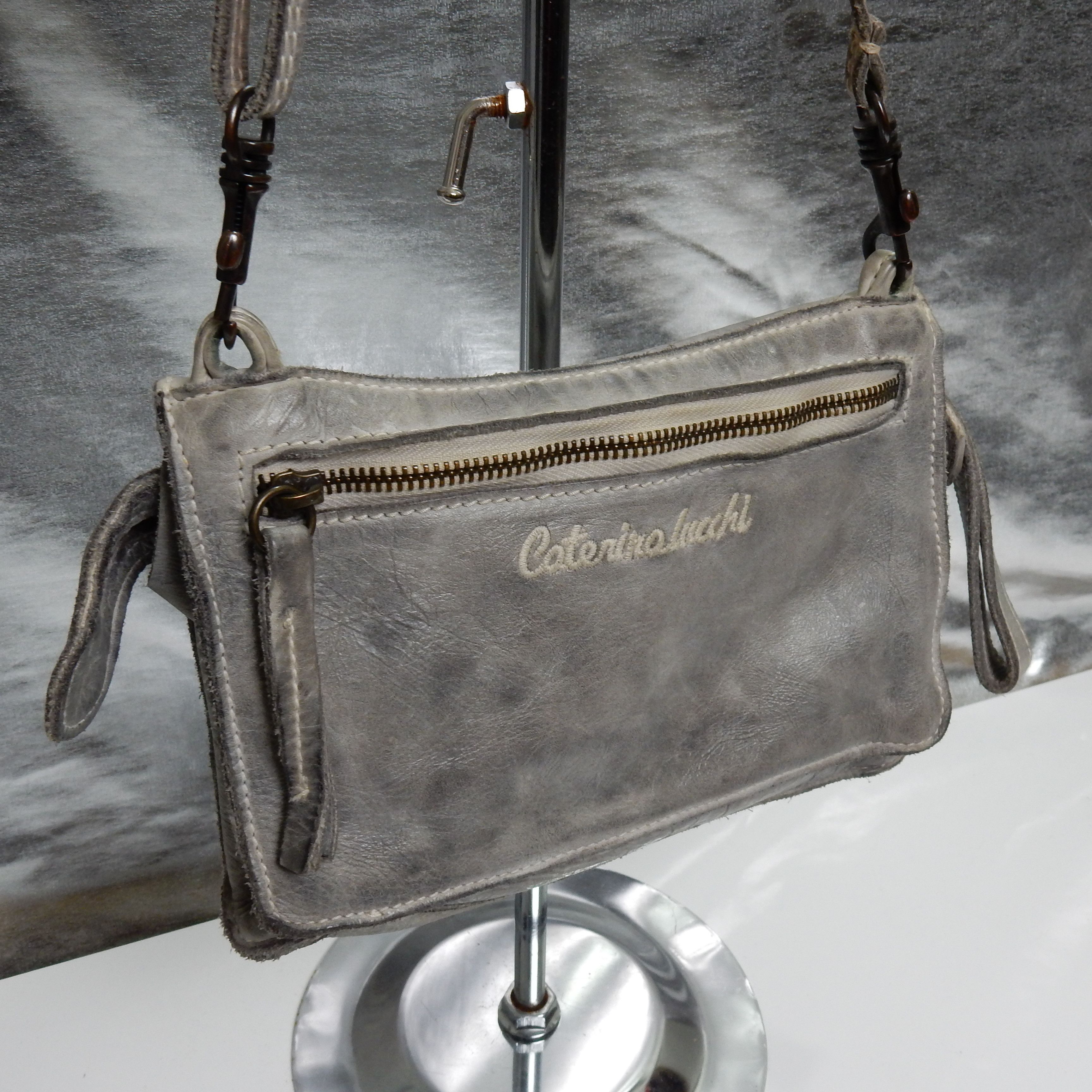 Genuine Leather × Vintage Italian designer real leather grey crossbody bag Size ONE SIZE - 5 Thumbnail