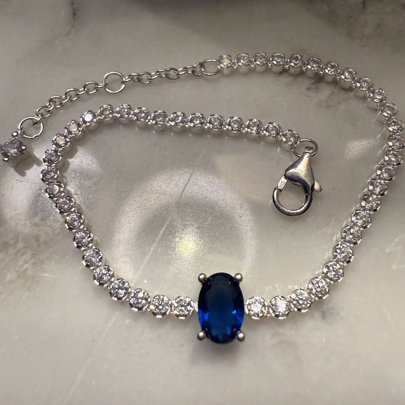 pandora Authentic Pandora , SZ 18CM, Blue Sapphire Clear CZ Tennis B Size ONE SIZE - 6 Thumbnail