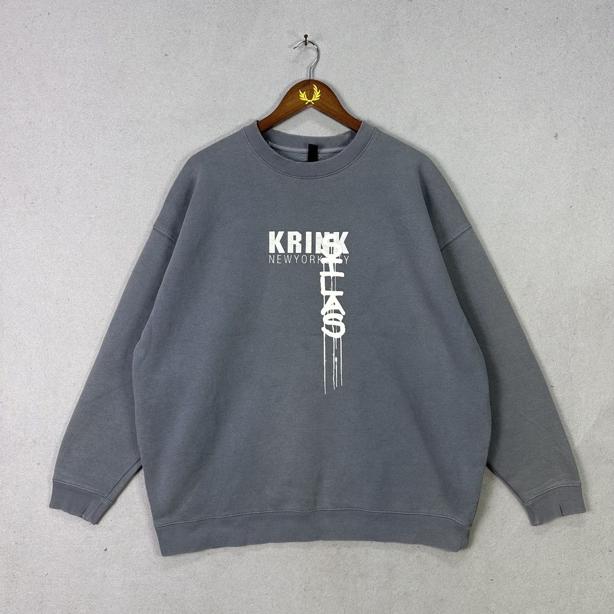 Japanese Brand Silas Krink Graphic Sweatshirt Grey Paint Drip Print Size US L / EU 52-54 / 3 - 1 Thumbnail