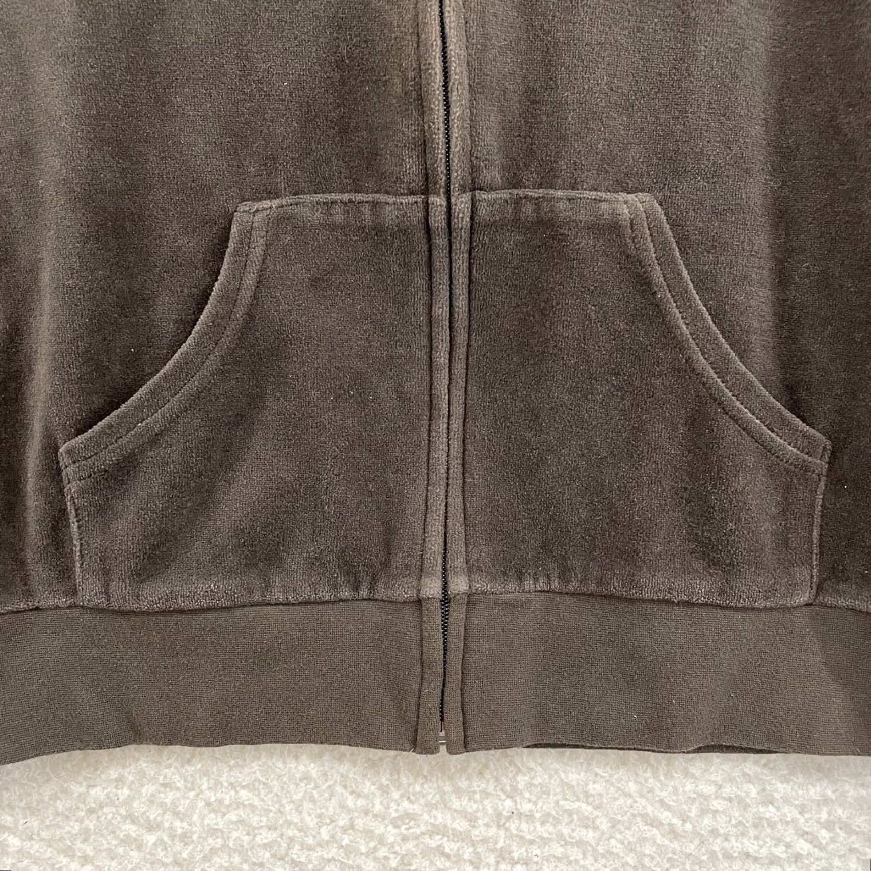 Velvet VINTAGE Y2K Track Jacket Womens Brown Velour Full Zip Hoodie L Velour Sporty Size L / US 10 / IT 46 - 4 Thumbnail