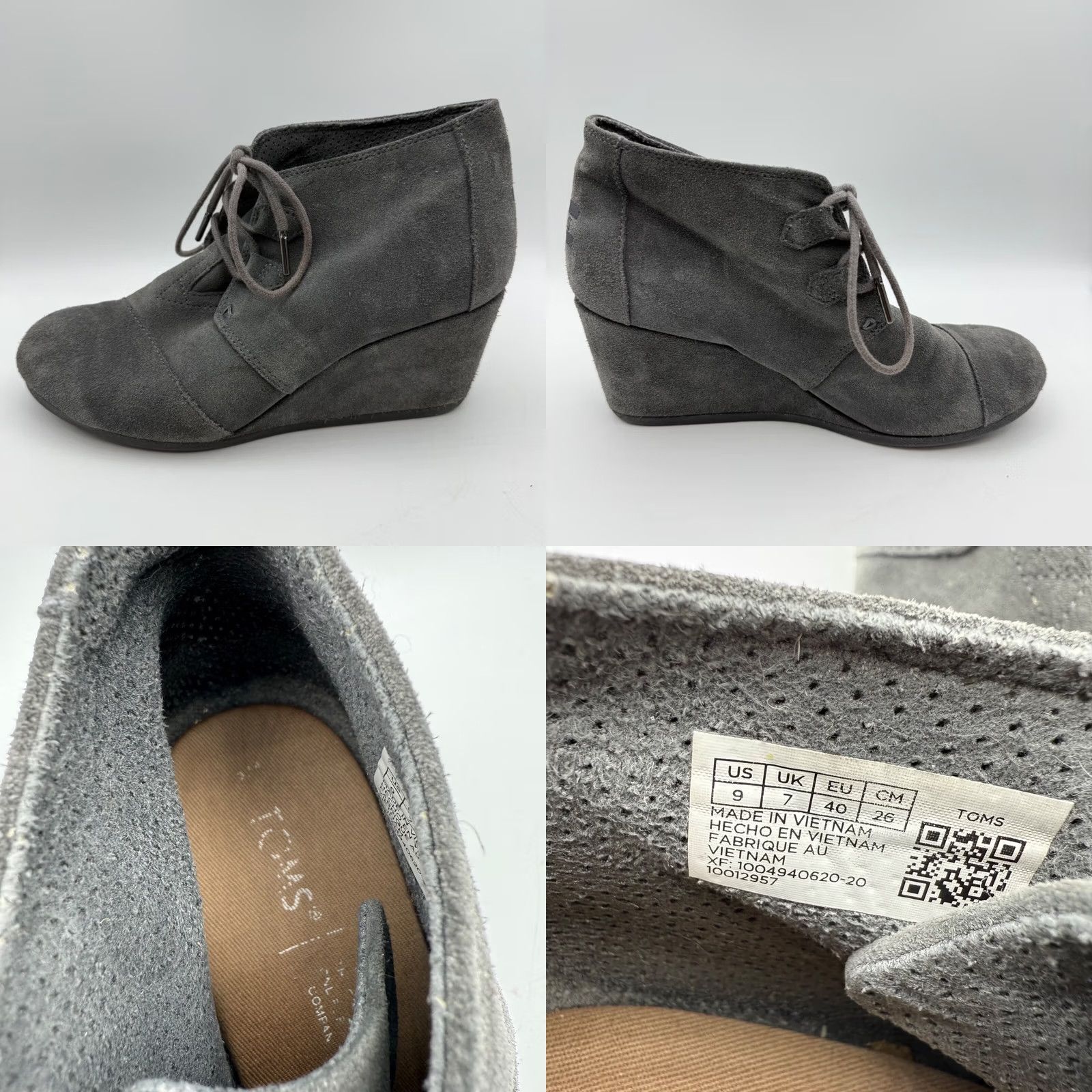 Toms Toms Womens Kala Wedge Bootie Ankle Lace Up Suede Gray Size 9 Shoes Size US 9 / IT 39 - 8 Thumbnail