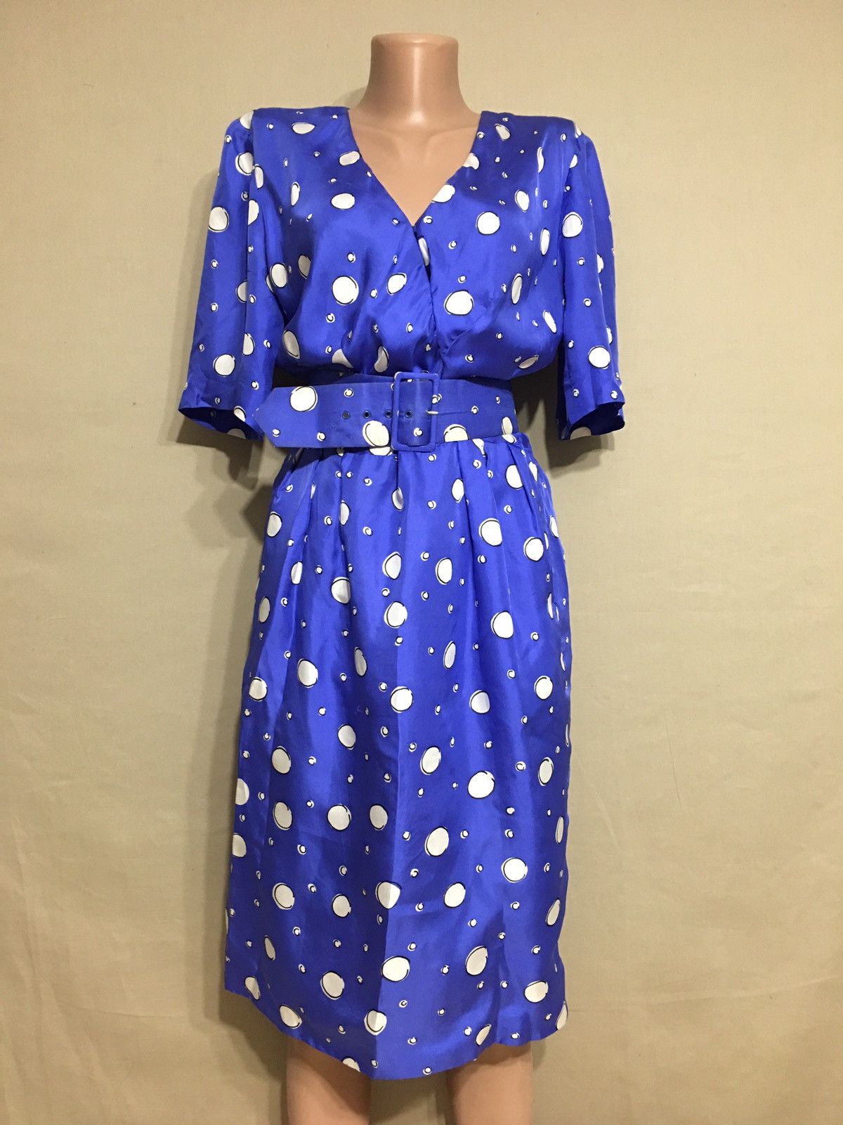 Givenchy × Vintage Givenchy Nouvelle Boutique Silk DressBlue White Polka Dots Size S / US 4 / IT 40 - 3 Thumbnail