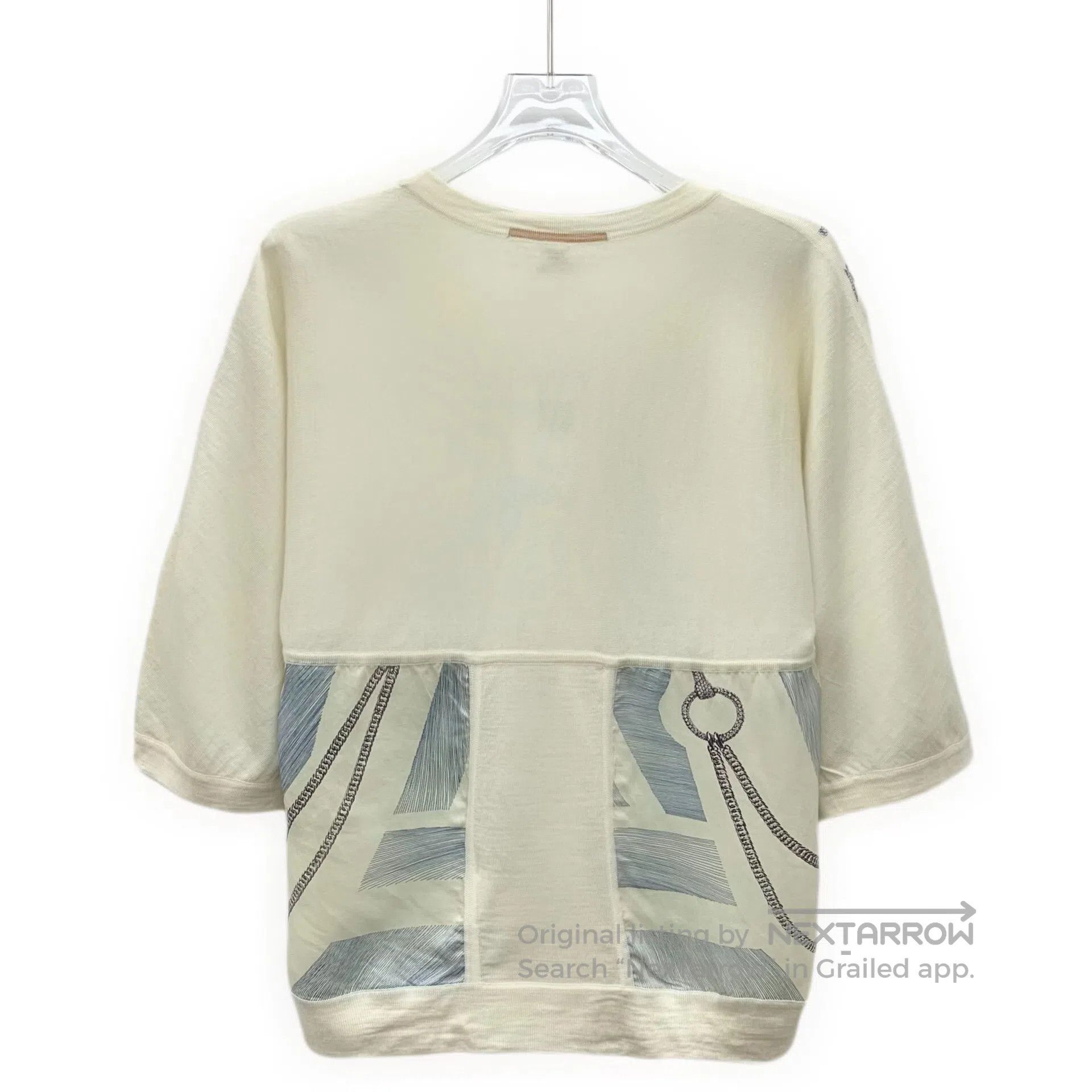 Hermes Hermes Beige lock buckle print cashmere V-neck top| Size XXS / US 00 / IT 34 - 2 Thumbnail