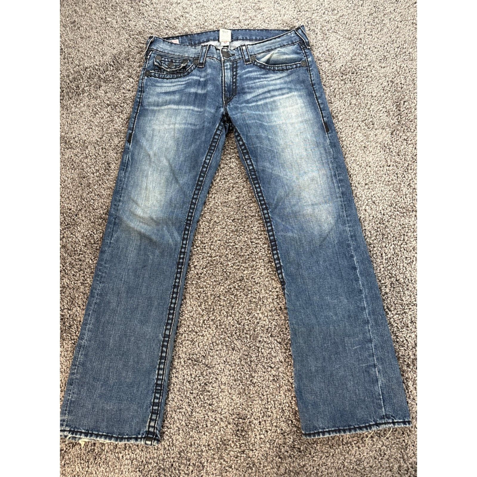 True Religion VINTAGE True Religion Ricky Jeans Men 38x34 Dark Wash 5-Pocket Denim Straight Relaxed Blue USA Jeans Mens Size US 38 / EU 54 - 7 Thumbnail