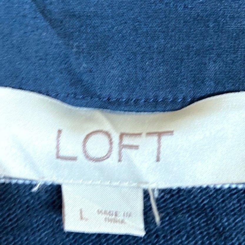 Loft Loft Shirt Womens Navy White Striped V Neck Puff Short Sleeve Modal Blend Large Size L / US 10 / IT 46 - 6 Thumbnail