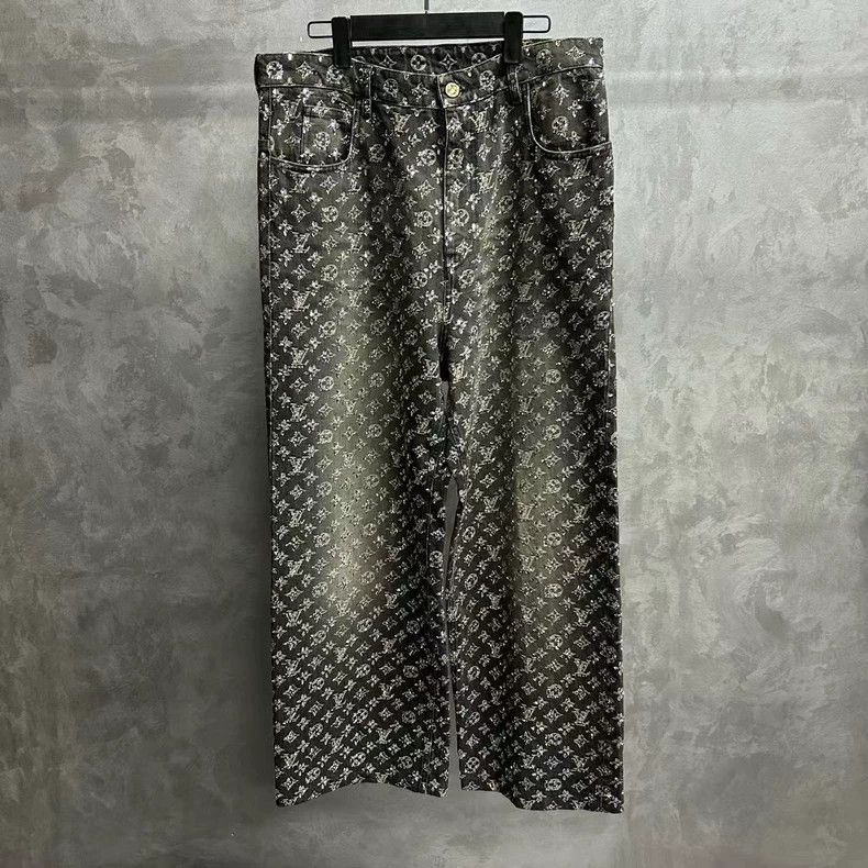 Louis Vuitton Louis Vuitton Black Rhinestone Logo Jeans Size US 31 - 1 Thumbnail