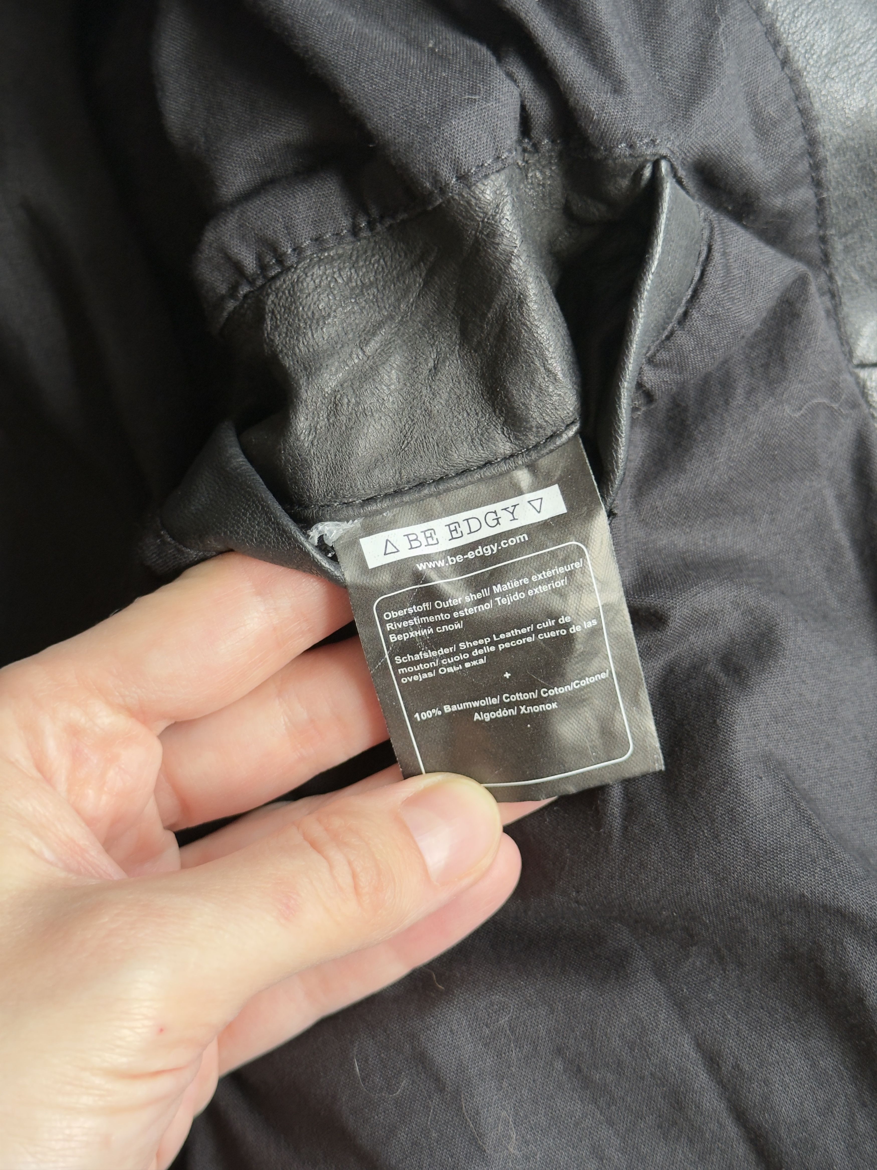 BE EDGY Men's Be Edgy Leather & Canvas Distressed Biker Jacket (L) Size US L / EU 52-54 / 3 - 12 Thumbnail