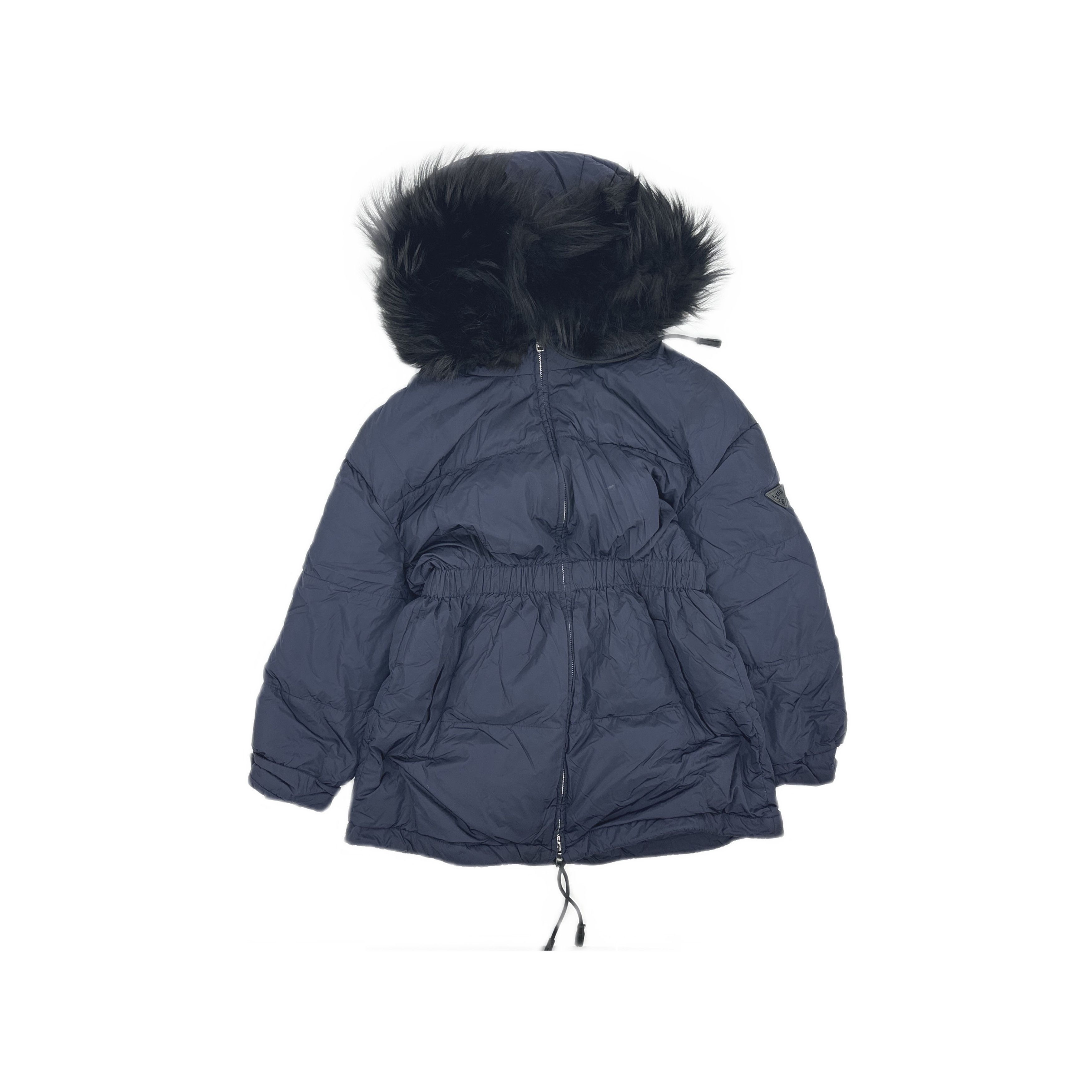 Prada Prada Fur Hooded Down Jacket Navy Size 40 Size S / US 4 / IT 40 - 1 Thumbnail