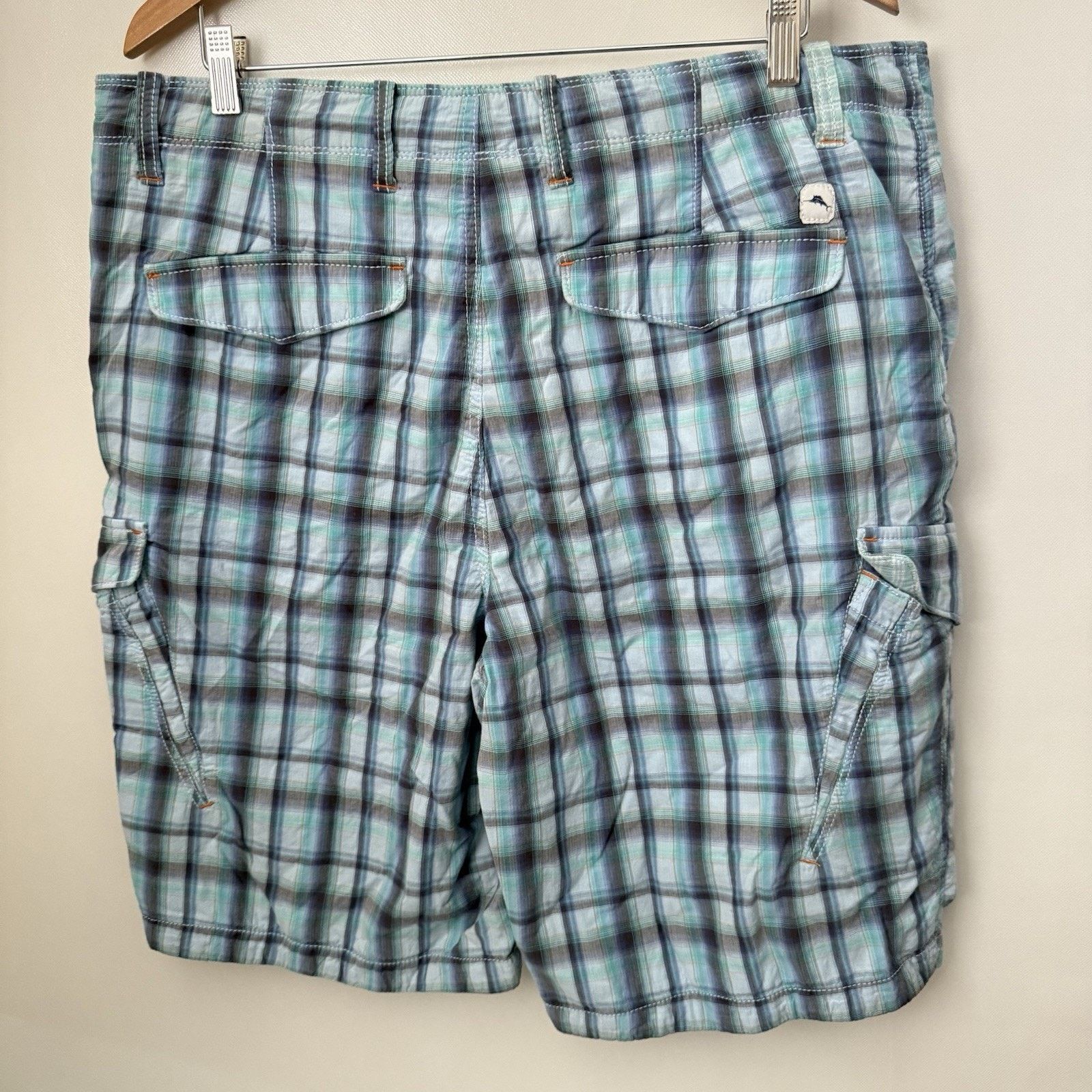 Tommy Bahama Tommy Bahama Shorts Blue Plaid Cargo High Rise Preppy Beach Size US 38 / EU 54 - 2 Thumbnail