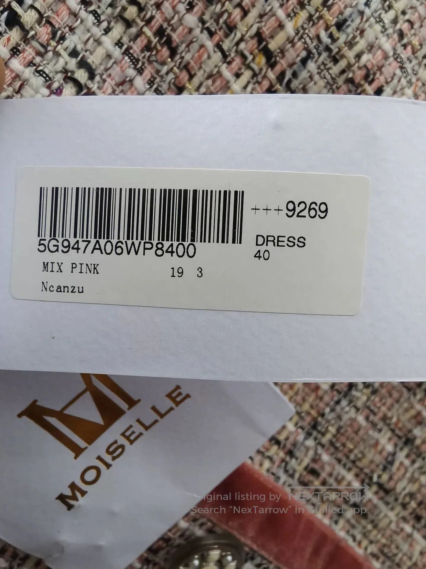 Japanese Brand MOISELLE Women's Tweed Dress with Velvet Accents. Size S / US 4 / IT 40 - 7 Thumbnail