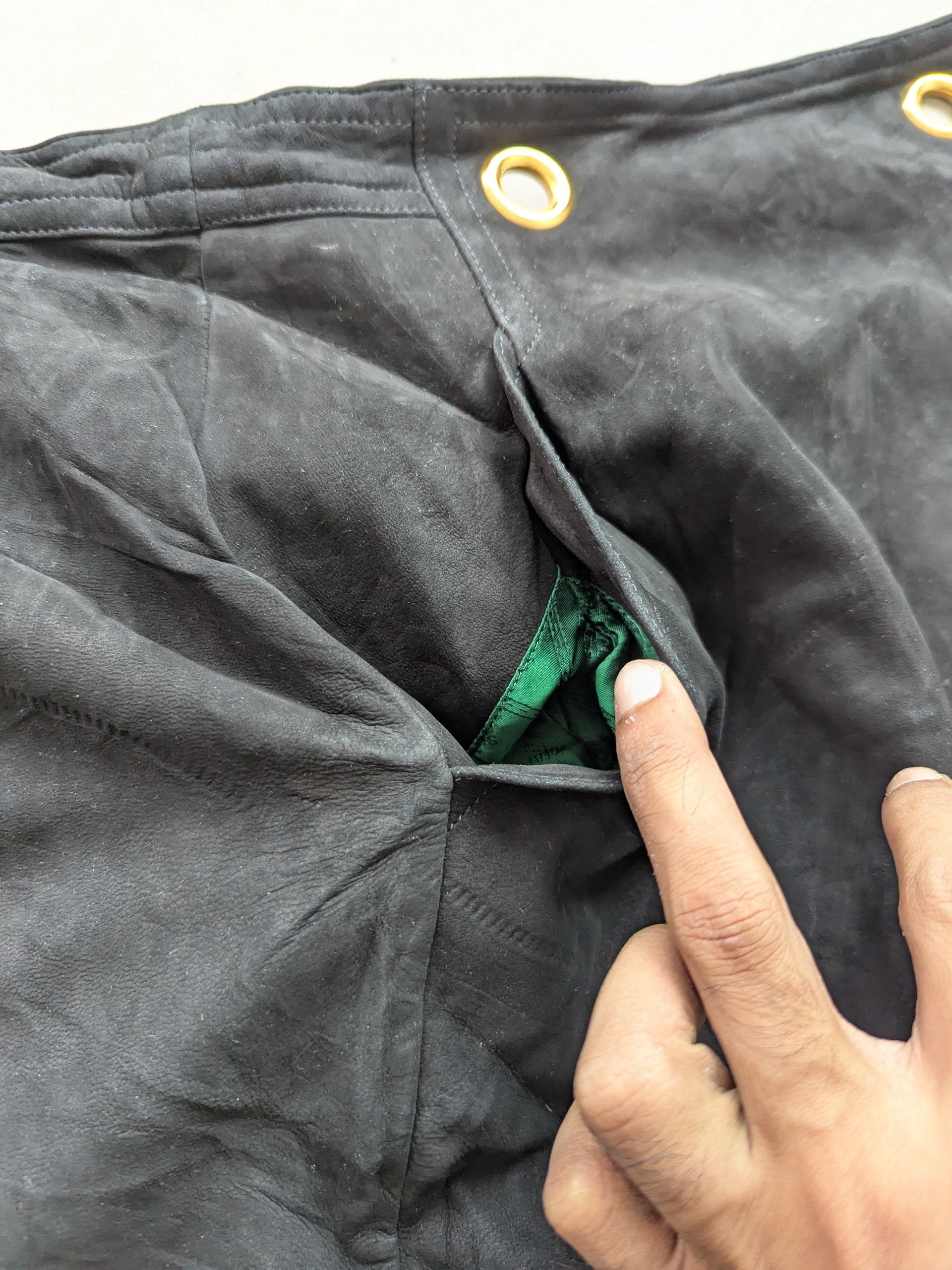Hermes × Vintage Hermes Midi Skirt Nubuck Leather Viscose Lining Size 25" / US 0 / IT 36 - 14 Thumbnail