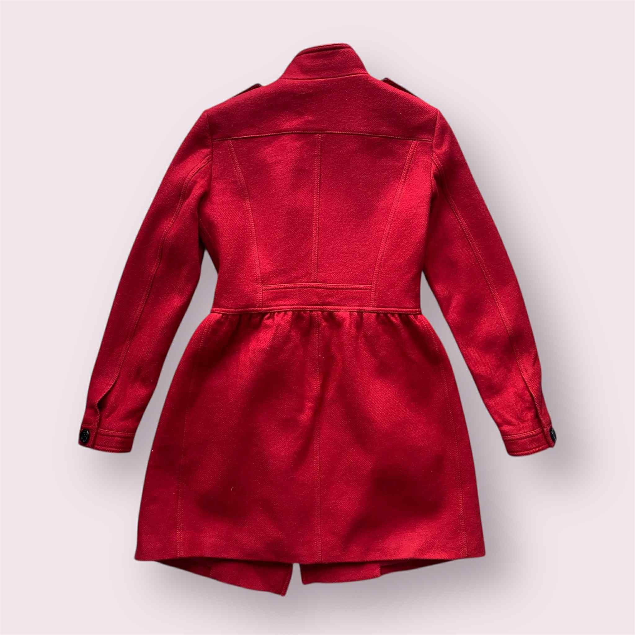 Burberry Burberry Brit Women Wool Red Peacoat Buttons Size S / US 4 / IT 40 - 2 Thumbnail