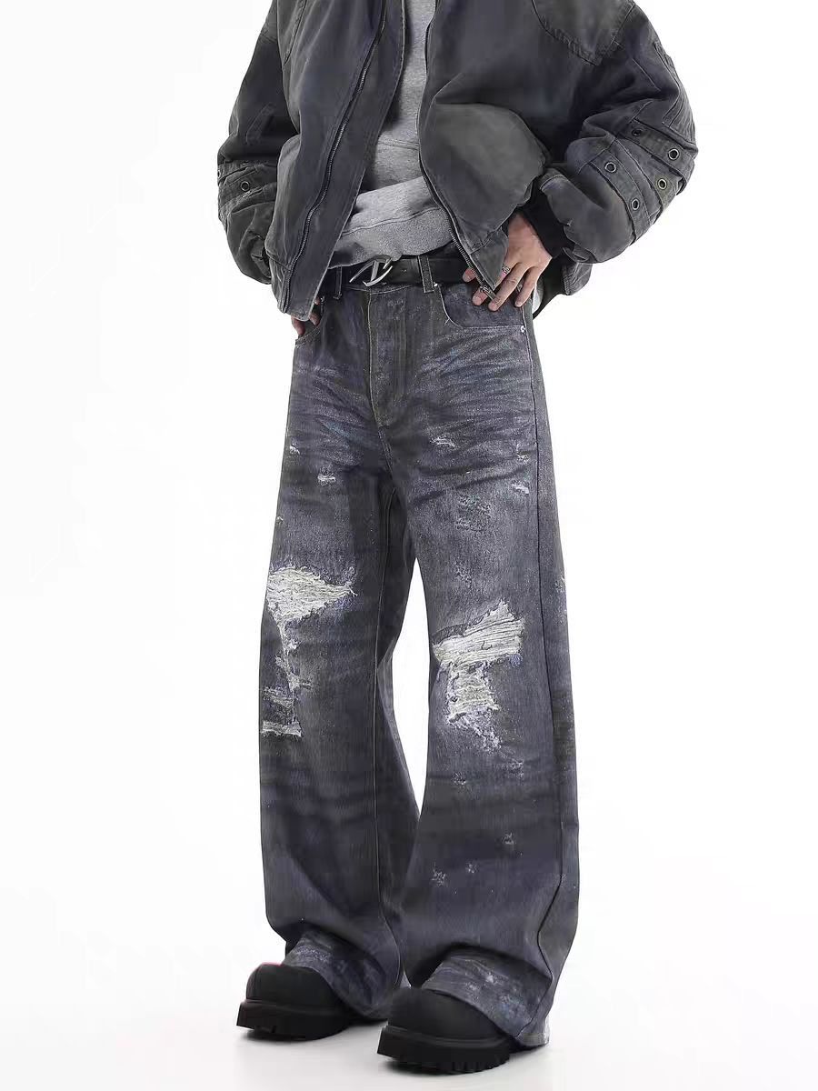 Japanese Brand × Jean Street vintage patch ripped baggy micro flare jeans Size US 30 / EU 46 - 3 Thumbnail