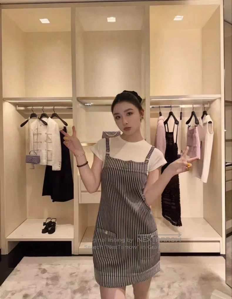 Chanel Chanel Metal micro-label striped suspender skirt Size XS / US 0-2 / IT 36-38 - 9 Thumbnail