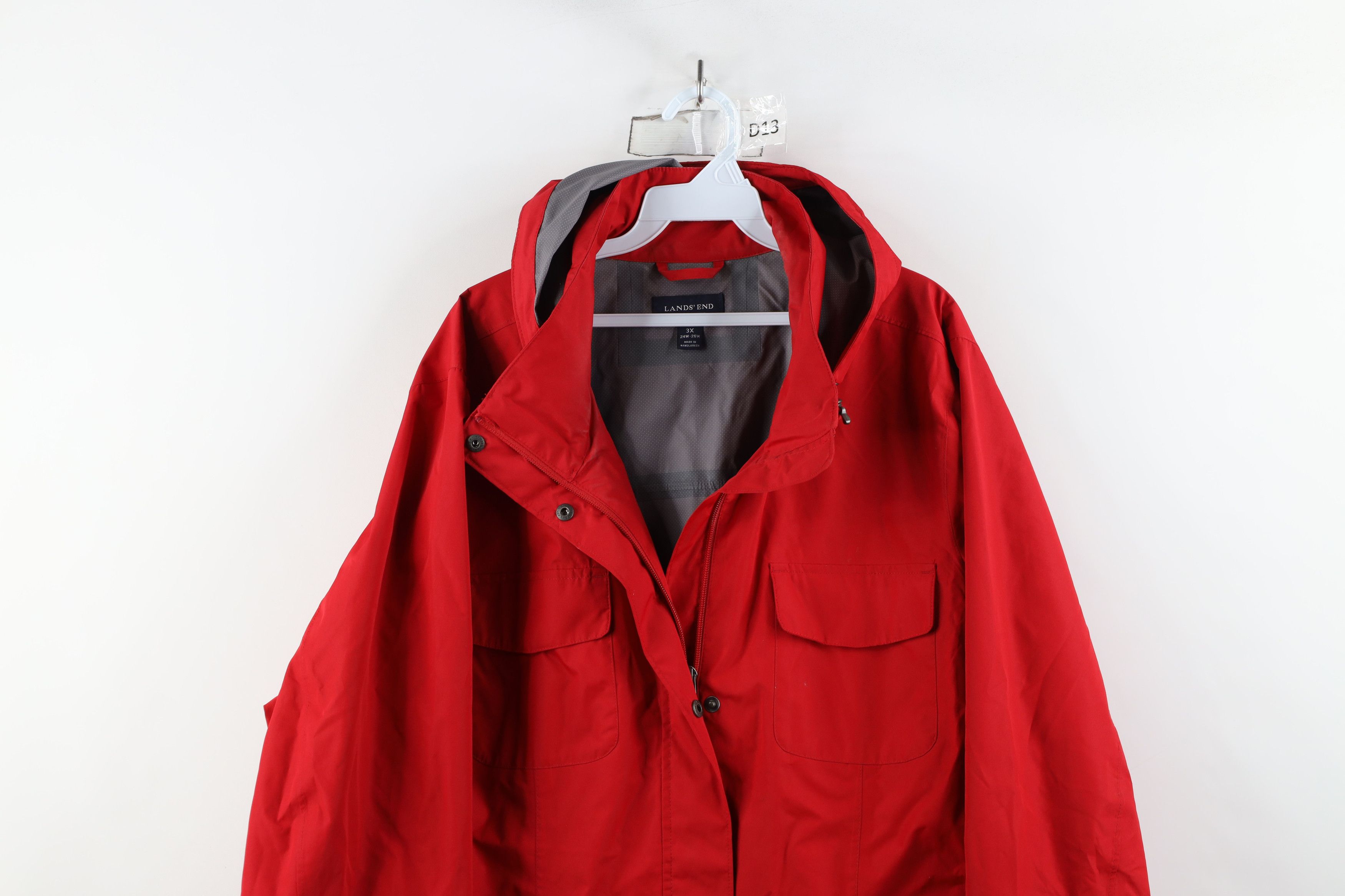 Lands' End × Vintage Vintage Lands End Hooded Full Zip Rain Parka Jacket Red Size 3XL / US 20-22 - 2 Thumbnail