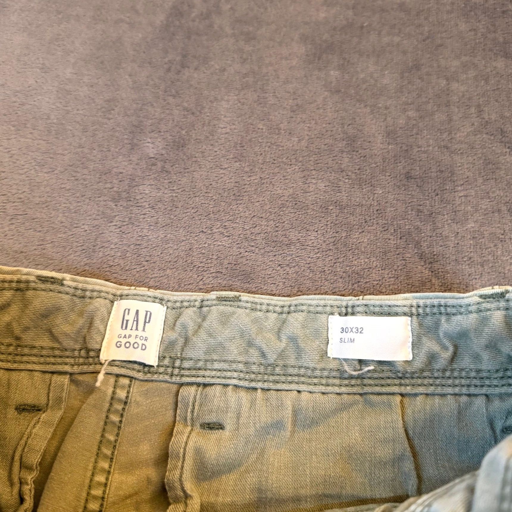 Gap Gap For Good Slim Fit Chino Pants Mens 30x32 Olive Green Stretch Twill Cotton Size US 30 / EU 46 - 2 Thumbnail