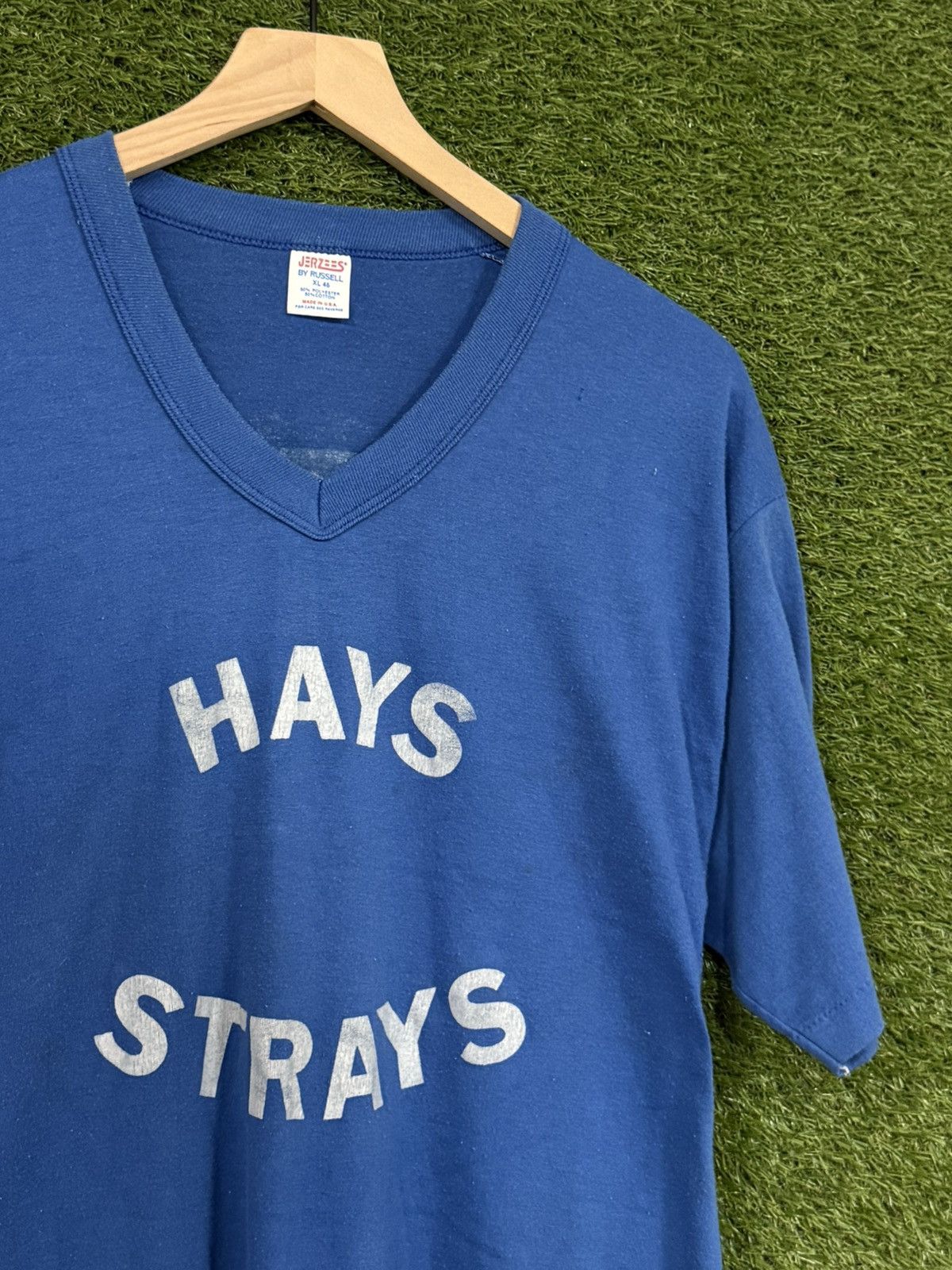 Russell Athletic RARE Vintage 80s Jerzees Russell Stray Hays Blue Tee XL Size US XL / EU 56 / 4 - 2 Thumbnail