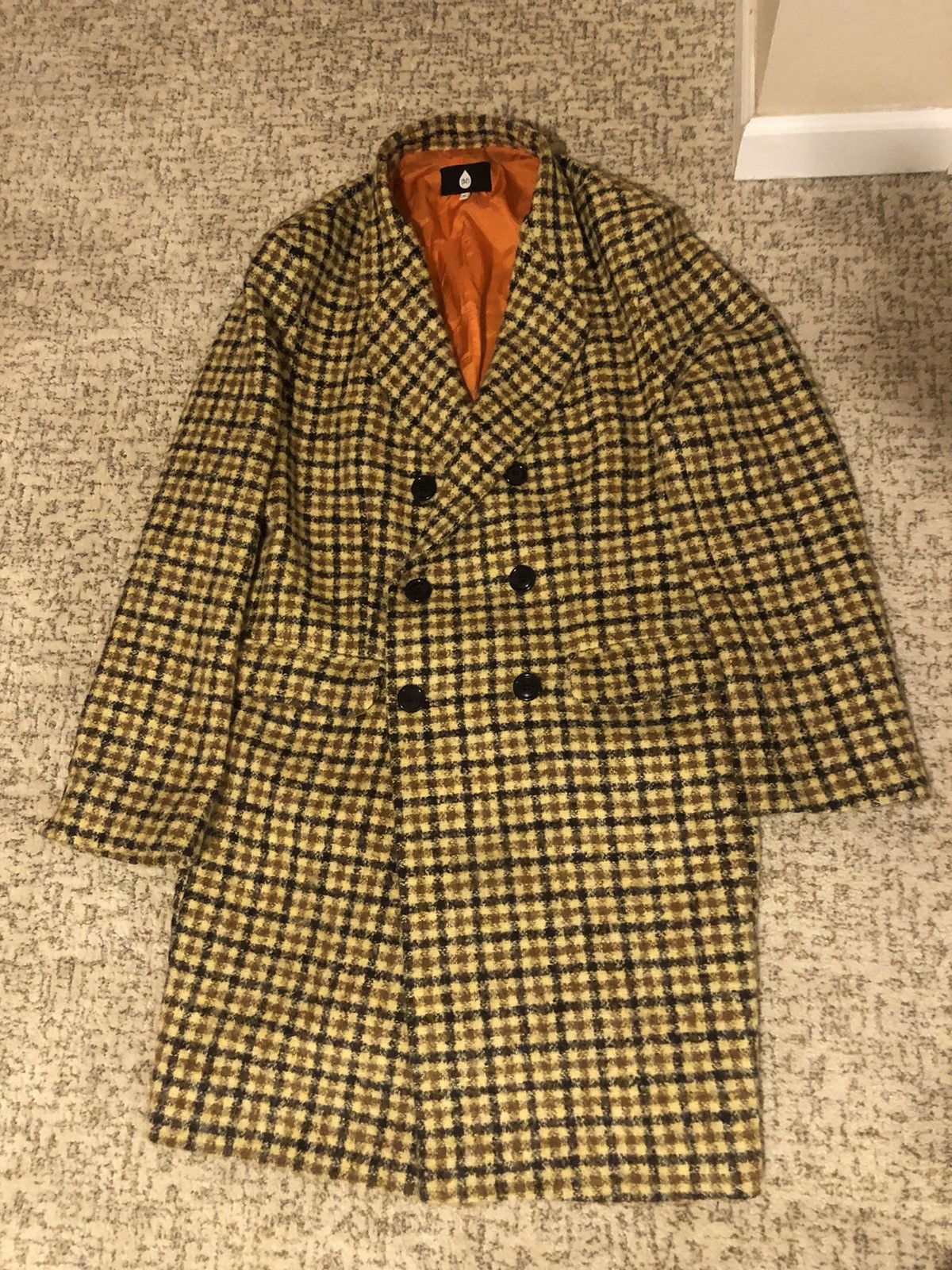 Yellow wool peacoat runway piece