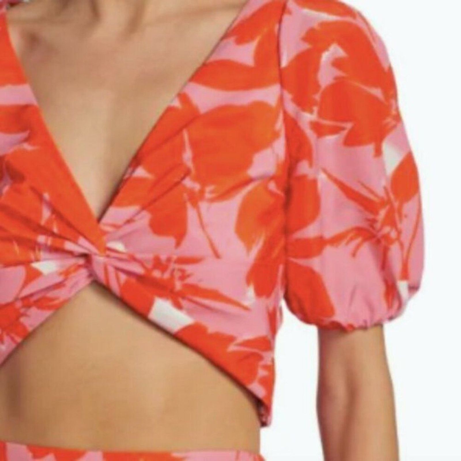 Monique Lhuillier ML Monique Lhuillier Printed Taffeta Crop Top 10 Size L / US 10 / IT 46 - 7 Thumbnail