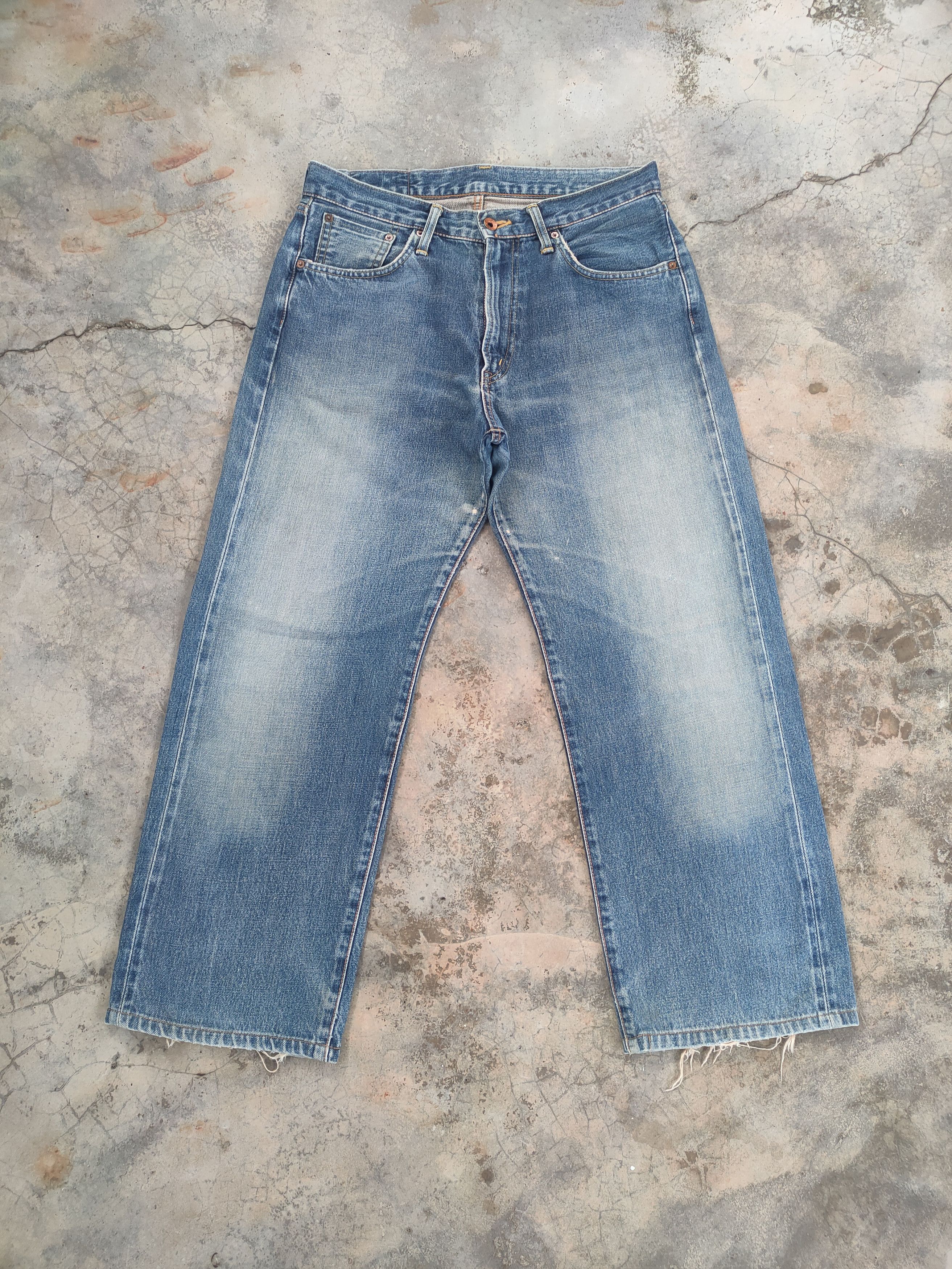 Edwin VINTAGE EDWIN 505X ORANGE TAG FADED RIPPED JEAN DENIM PANTS Size US 32 / EU 48 - 1 Thumbnail