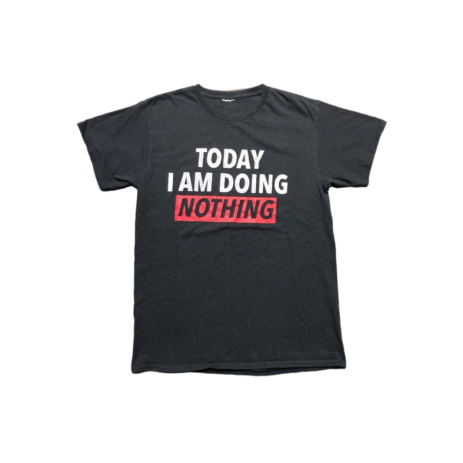 Hot Topic VINTAGE Y2K graphic t shirt today I am doing nothing Hot Topic funny novelty Medium Men M & M Black 19" pit to pit 26.5" length Mens Size US M / EU 48-50 / 2 - 1 Thumbnail