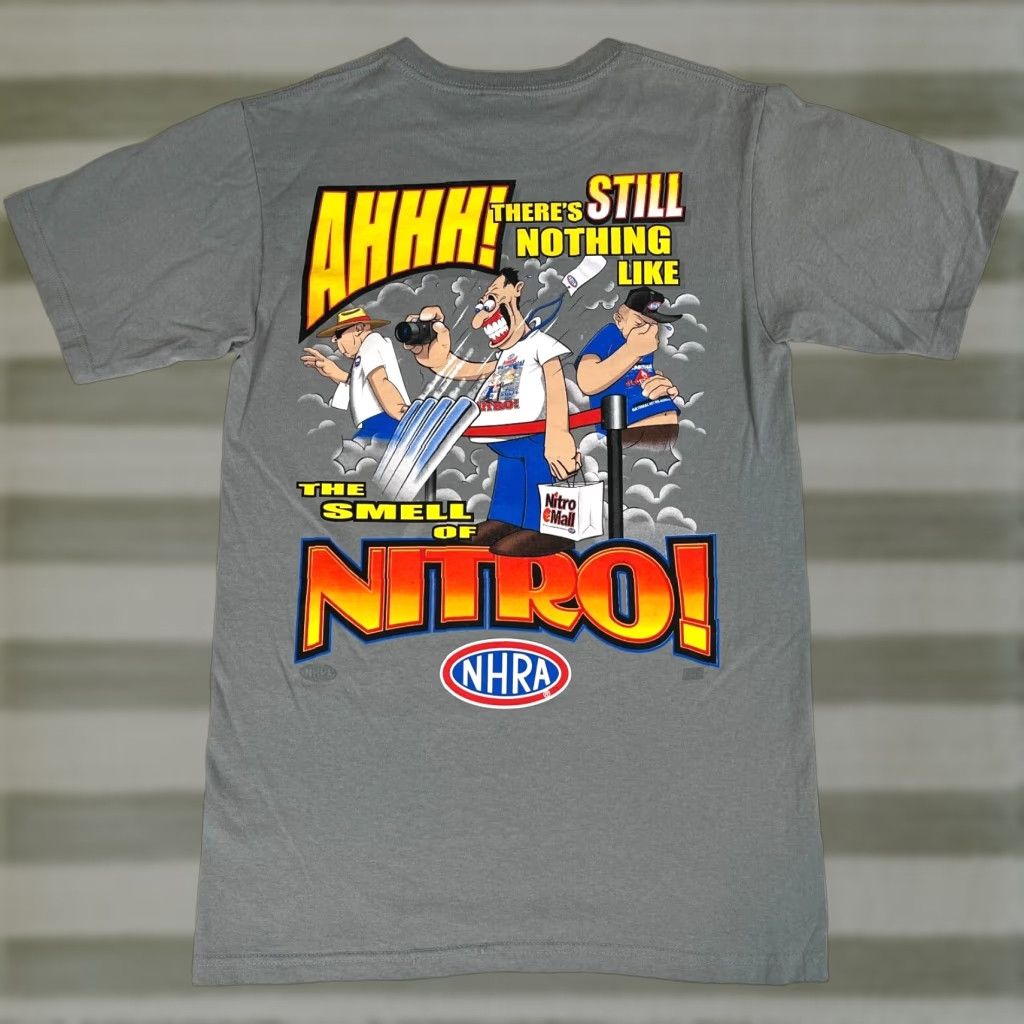 Anvil VINTAGE NHRA Nitro! T-Shirt Anvil Double-Sided Sz S Gray 90s Unisex Adults Shirt Mens Size US S / EU 44-46 / 1 - 1 Thumbnail