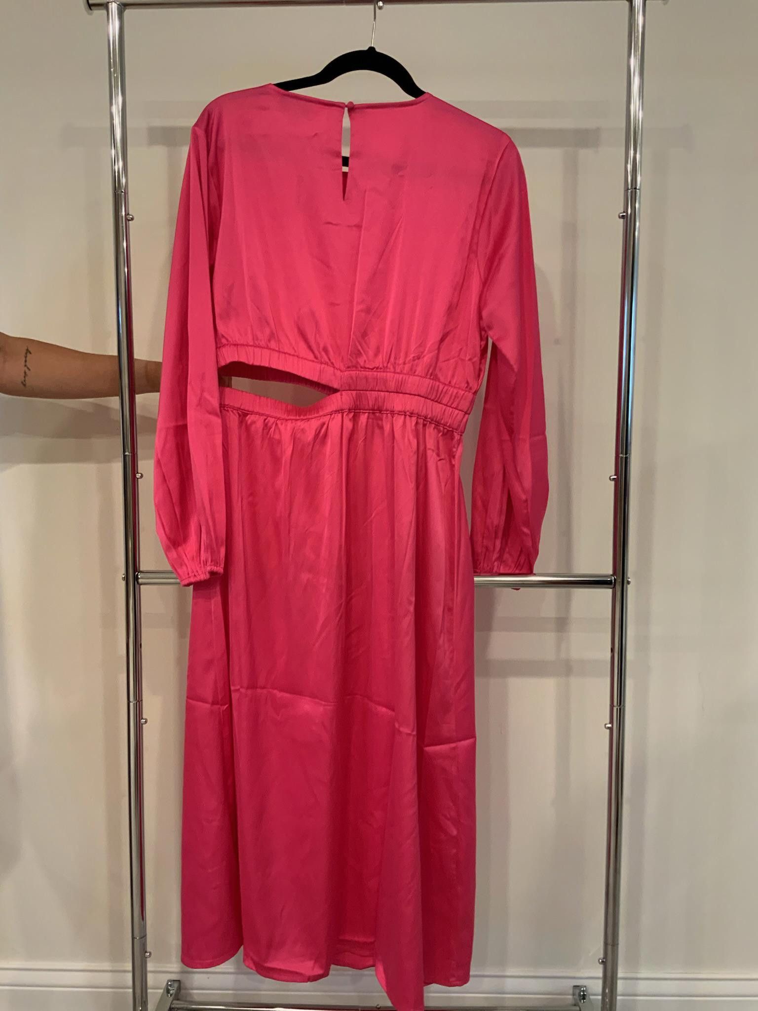 Designer Vibrant Pink Midi Dress by The Drop Size L / US 10 / IT 46 - 2 Thumbnail