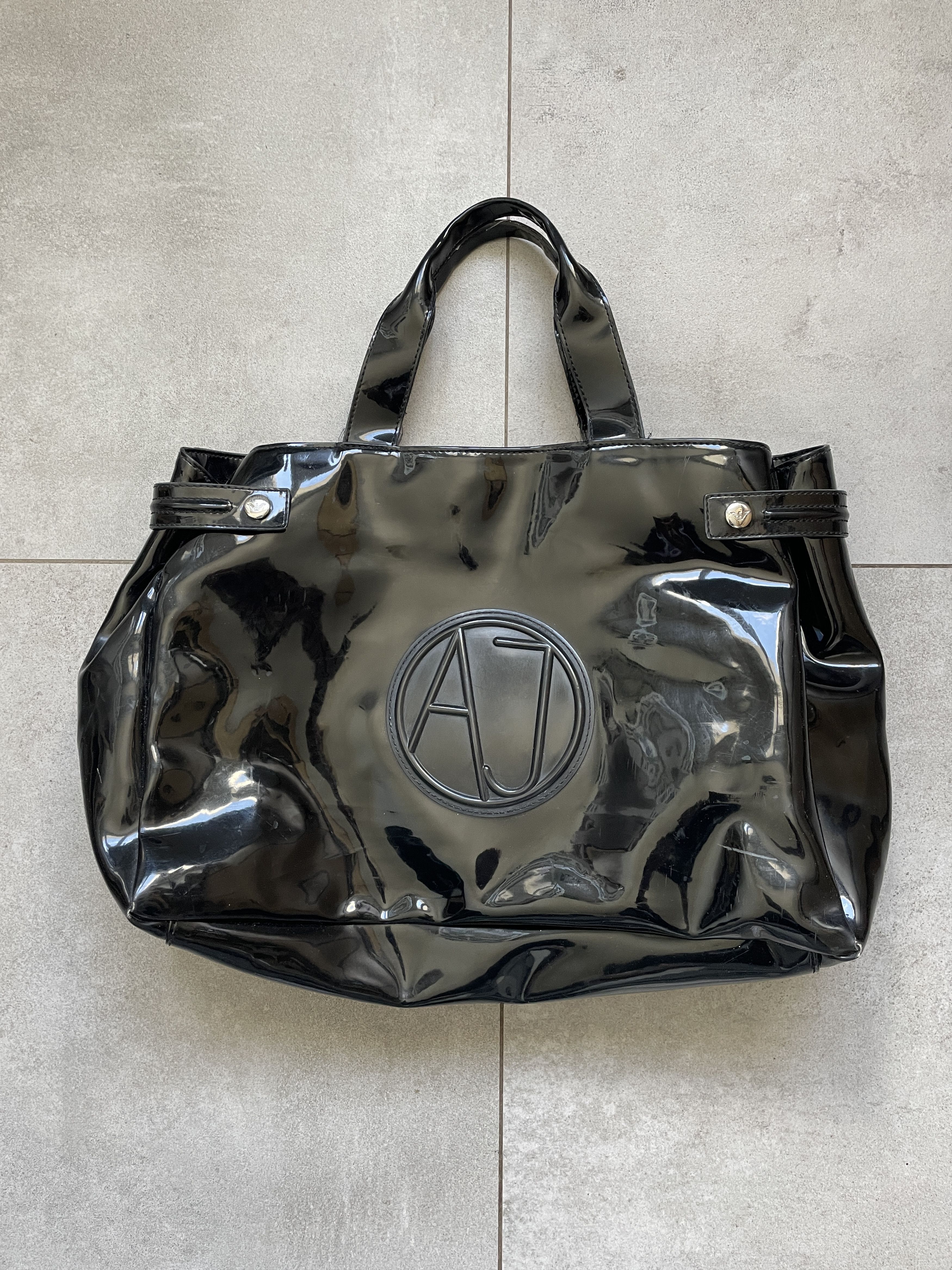 Armani Y2K BLACK VINYL ARMANI JEANS HANDLE BAG Size ONE SIZE - 1 Thumbnail