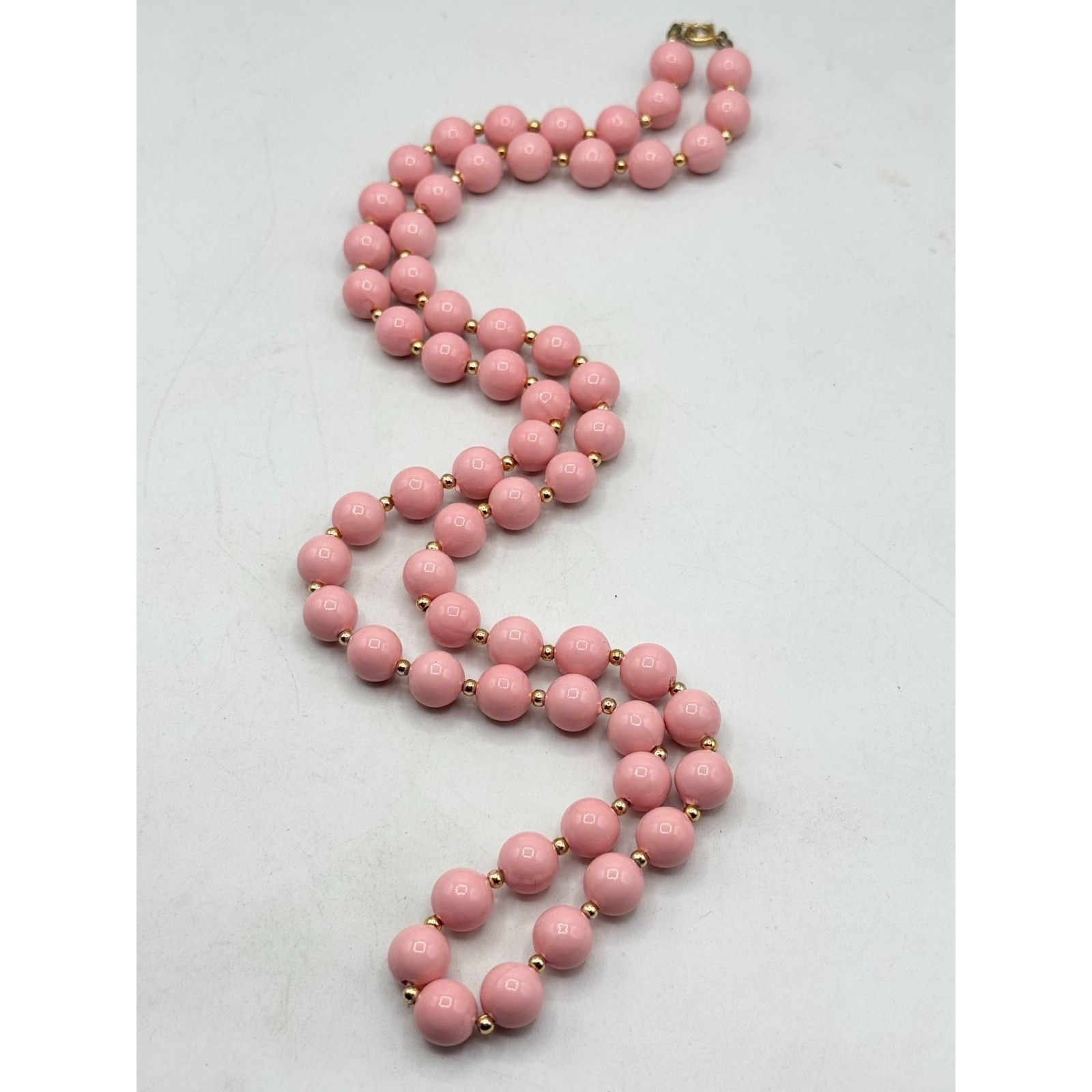 Vintage Vintage pink gold round beaded long necklace Size ONE SIZE - 2 Thumbnail