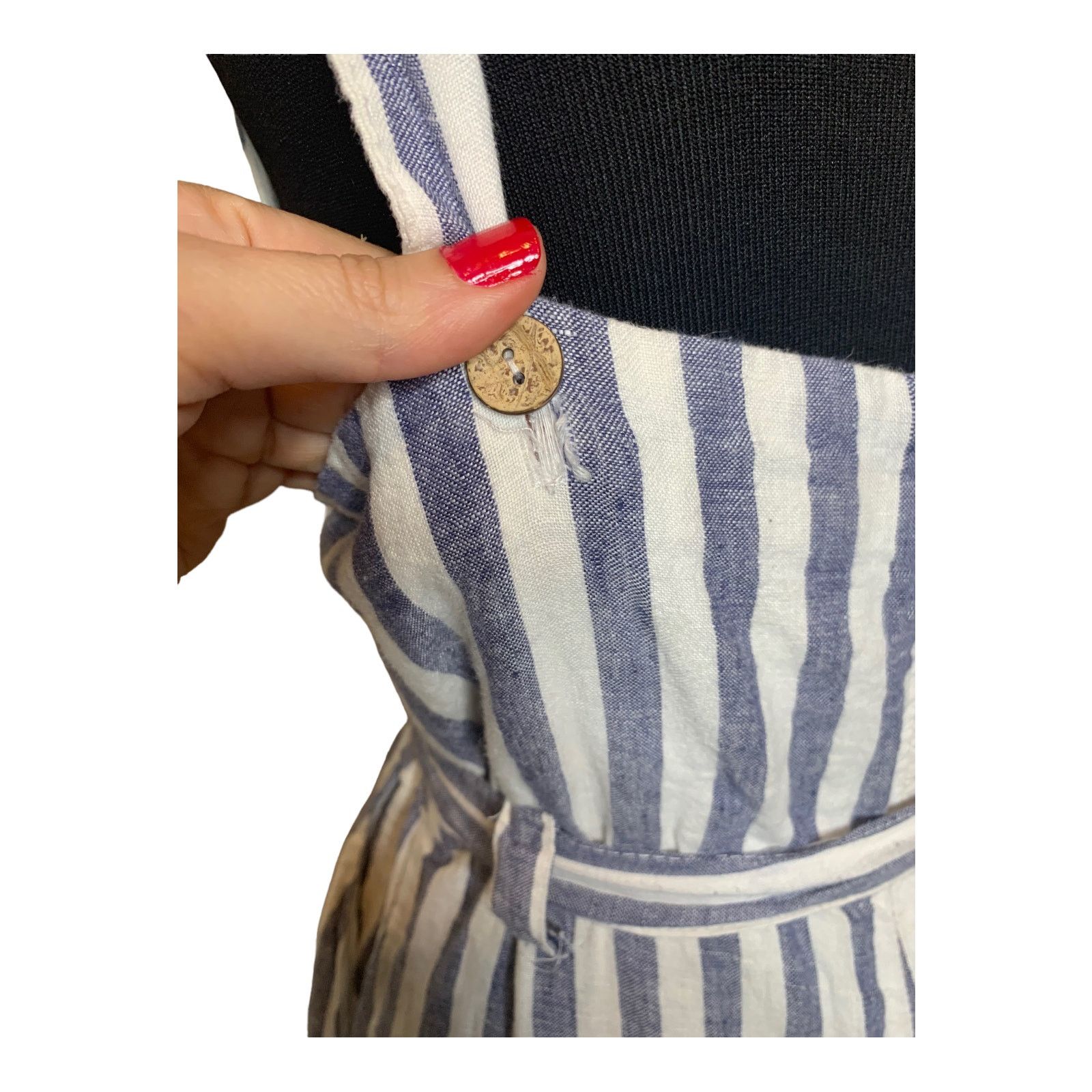 Rachel Zoe RACHEL ZOE Blue Linen Striped cropped Jumpsuit size 4 Size 27" / US 4 / IT 40 - 8 Thumbnail
