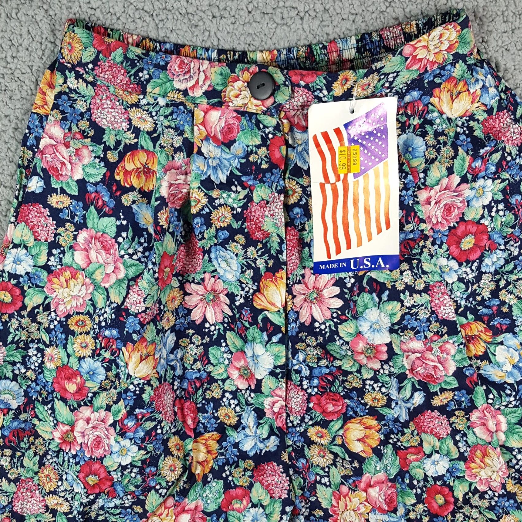 Vintage VINTAGE Infinity Chic Floral High Waist Lounge Shorts Sz Small Relaxed Blue 80s Bohemian Womens Size 28" / US 6 / IT 42 - 2 Thumbnail