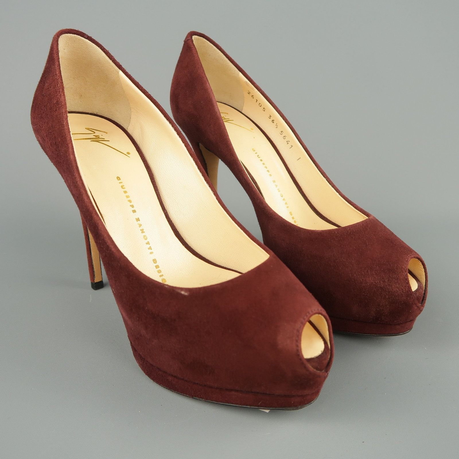 Giuseppe Zanotti Size 6.5 Burgundy Suede Peep Toe Platform SHARON Pumps Size US 6.5 / IT 36.5 - 2 Thumbnail
