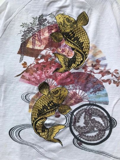 Vintage Vtg 90s japan traditional koi fish embroidery native shirt Size US L / EU 52-54 / 3 - 2 Thumbnail