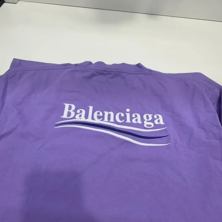 Balenciaga Balenciaga Purple Logo Print Short Sleeve T-Shirt 0079-2507 Size XXS / US 00 / IT 34 - 9 Thumbnail