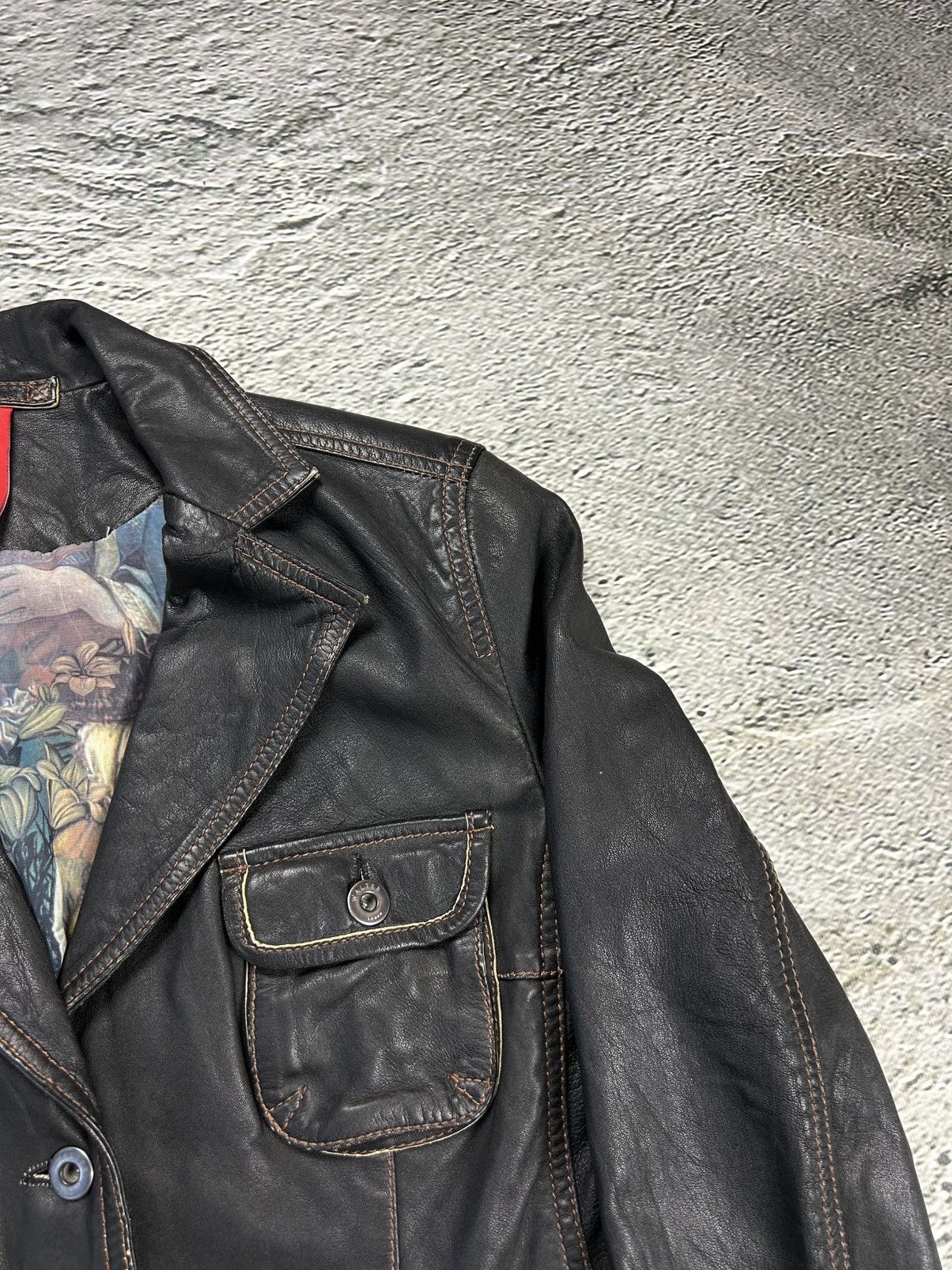 Designer × Vintage Vintage Leather Jacket Avant Garde Walter Leder Y2K Size S / US 4 / IT 40 - 3 Thumbnail