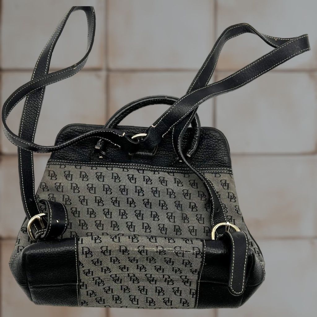 Dooney & Bourke VINTAGE Dooney & Bourke Backpack Women Medium Pebble Leather Black Gray Pebbled Bag Size ONE SIZE - 1 Thumbnail
