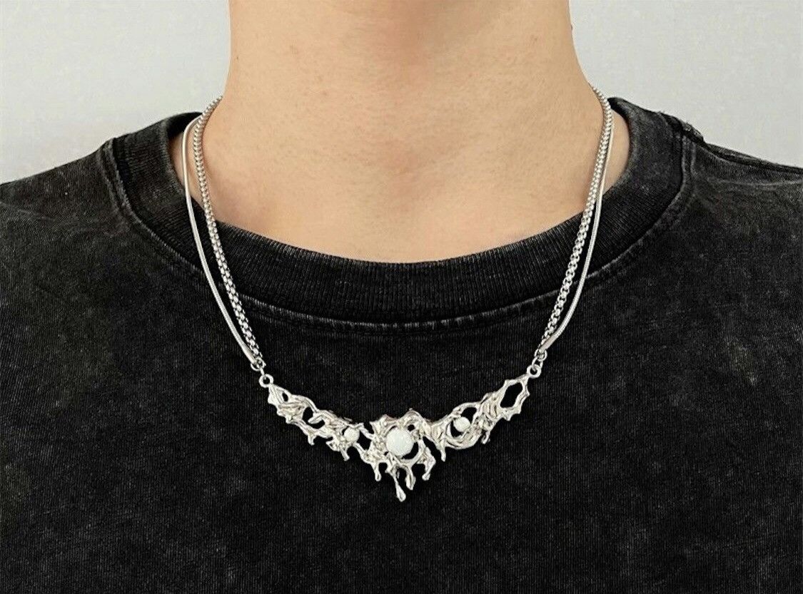 Jewelry Crystal Ball Silver Star Chain Necklace Size ONE SIZE - 1 Thumbnail