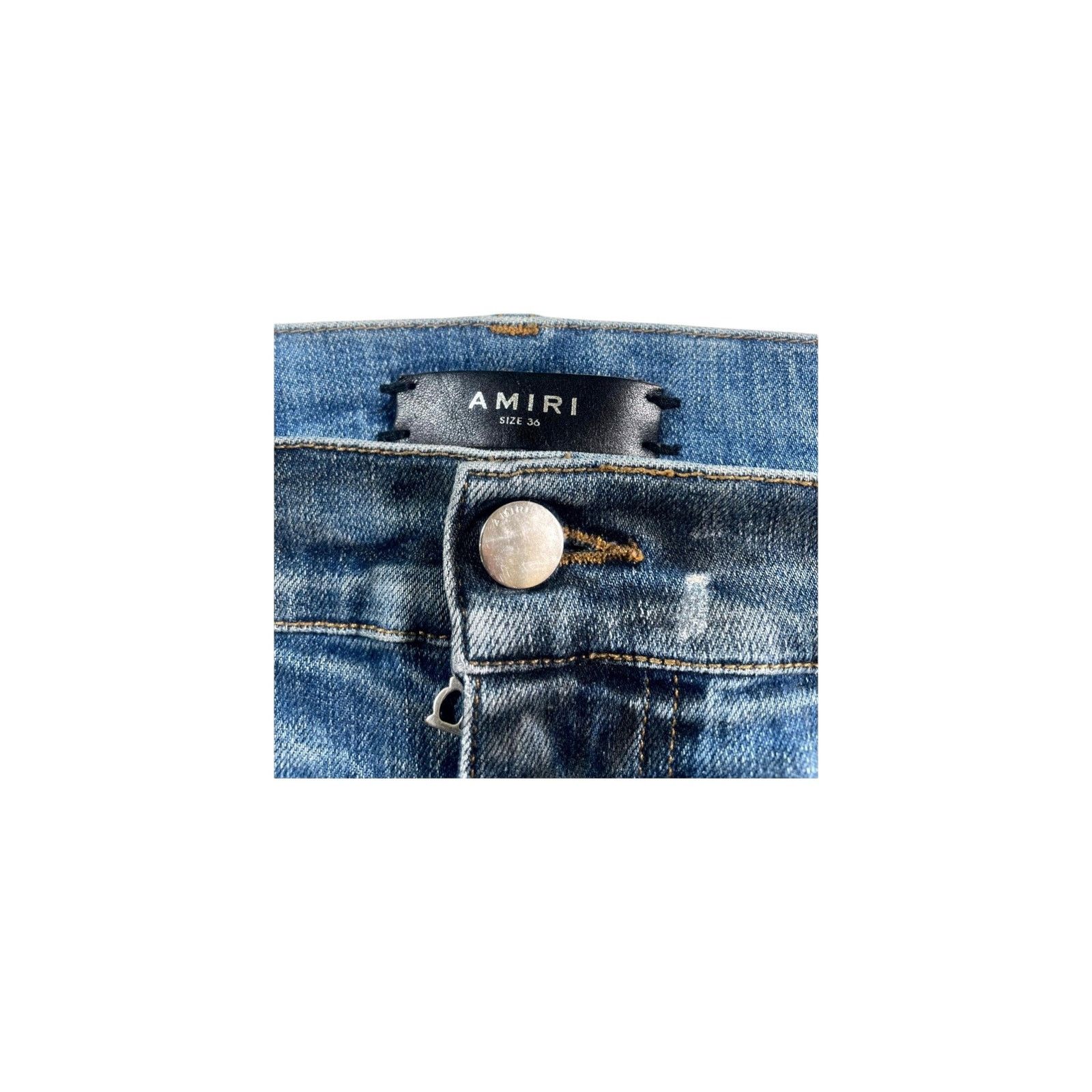 Amiri Amiri "MX1 Wool Patch" Navy, Black Wash & White Jeans Size US 36 / EU 52 - 4 Thumbnail