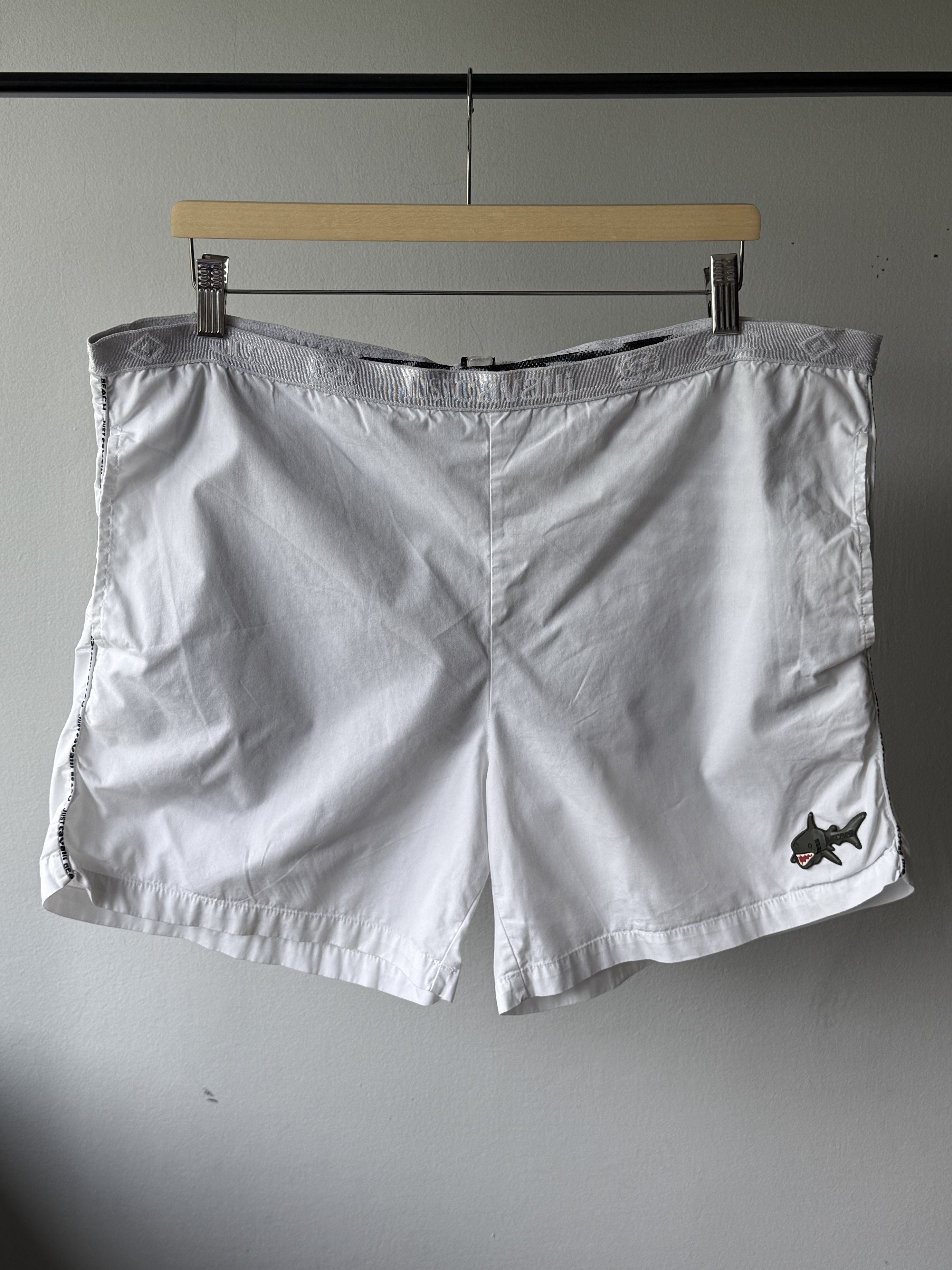 Just Cavalli Just Cavalli Beachwear White Cotton Shark Logo Swim Shorts Size US 32 / EU 48 - 1 Thumbnail