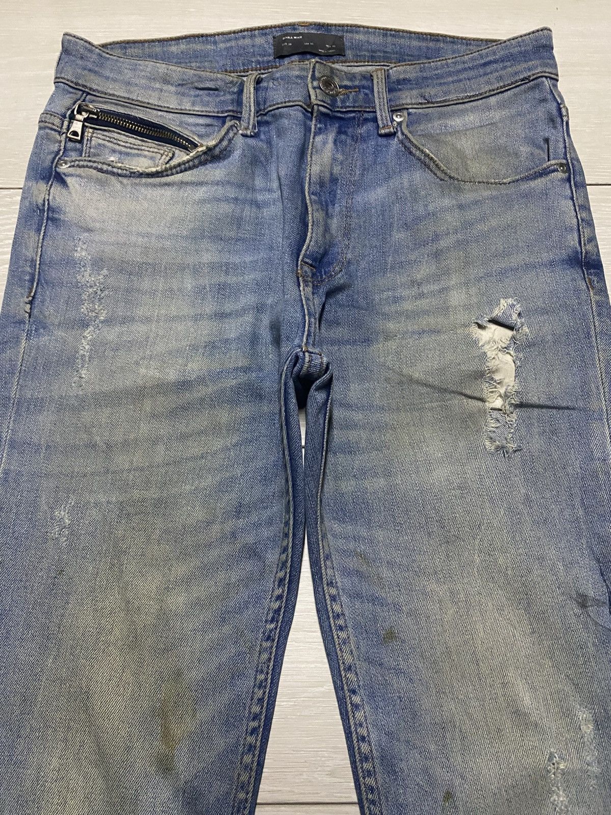 Rhude × Zara Vintage Zara Denim Distressed Studed Skinny Jeans Size US 30 / EU 46 - 3 Thumbnail