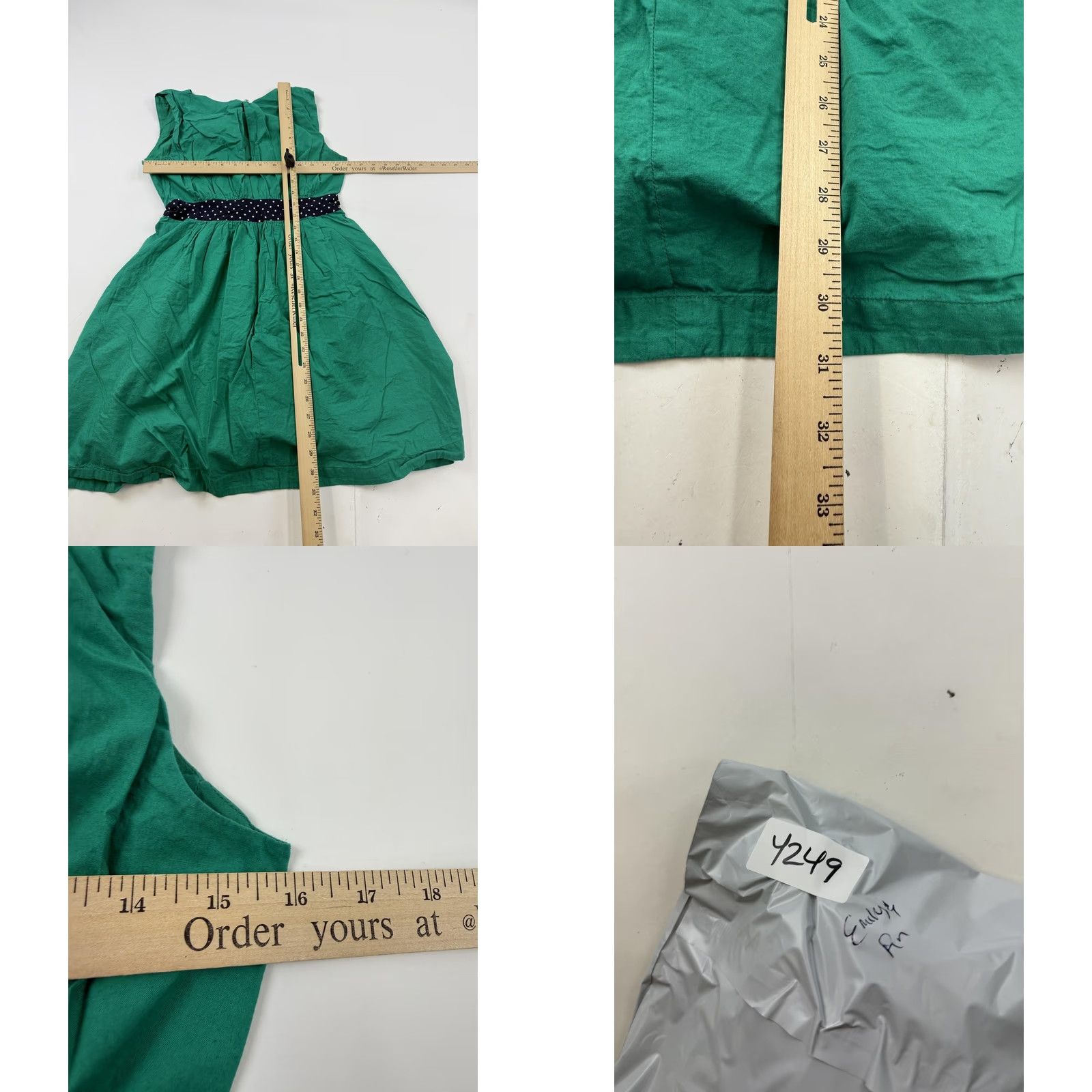 Vintage VINTAGE? No - Emily and Fin Dress Womens Small Green Polka Dot Waist Fit & Flare Cotton Size S / US 4 / IT 40 - 8 Thumbnail
